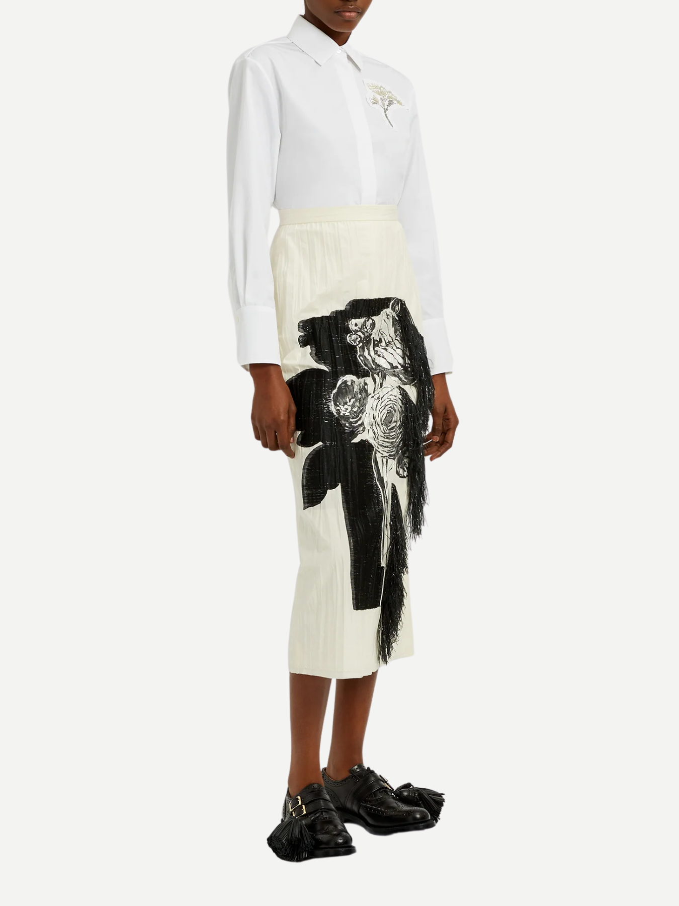 Erdem-Pencil Midi Skirt - Black/Off White-Skirts-Boboli-Vancouver-Canada