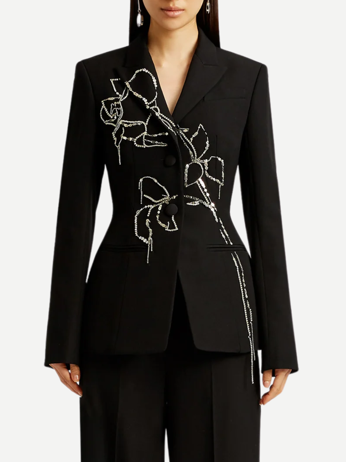 Erdem-Fitted Single Breasted Blazer - Black-Blazers-Boboli-Vancouver-Canada