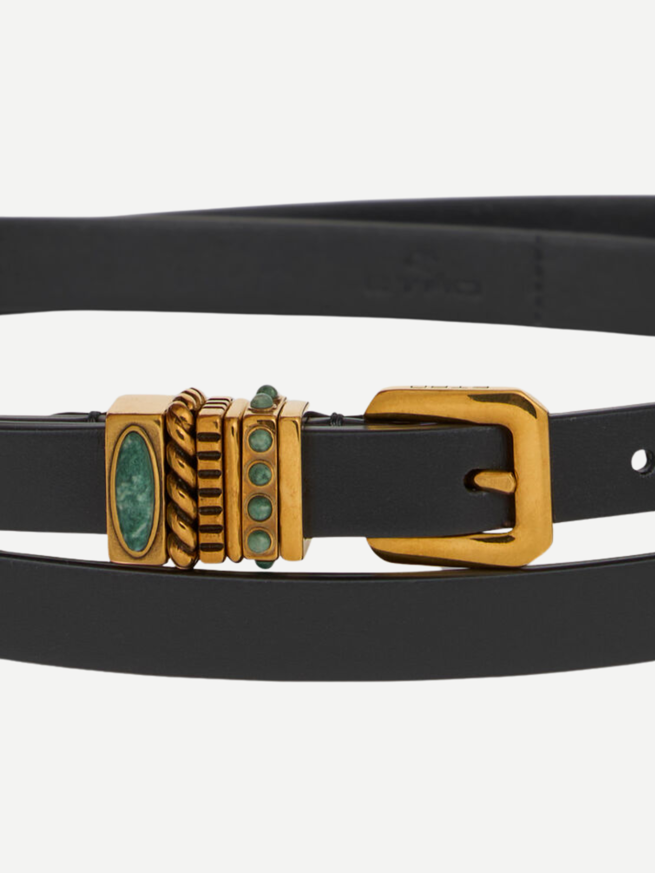 Etro-Leather Belt w/Jewel Stones - Black-Belts-Boboli-Vancouver-Canada