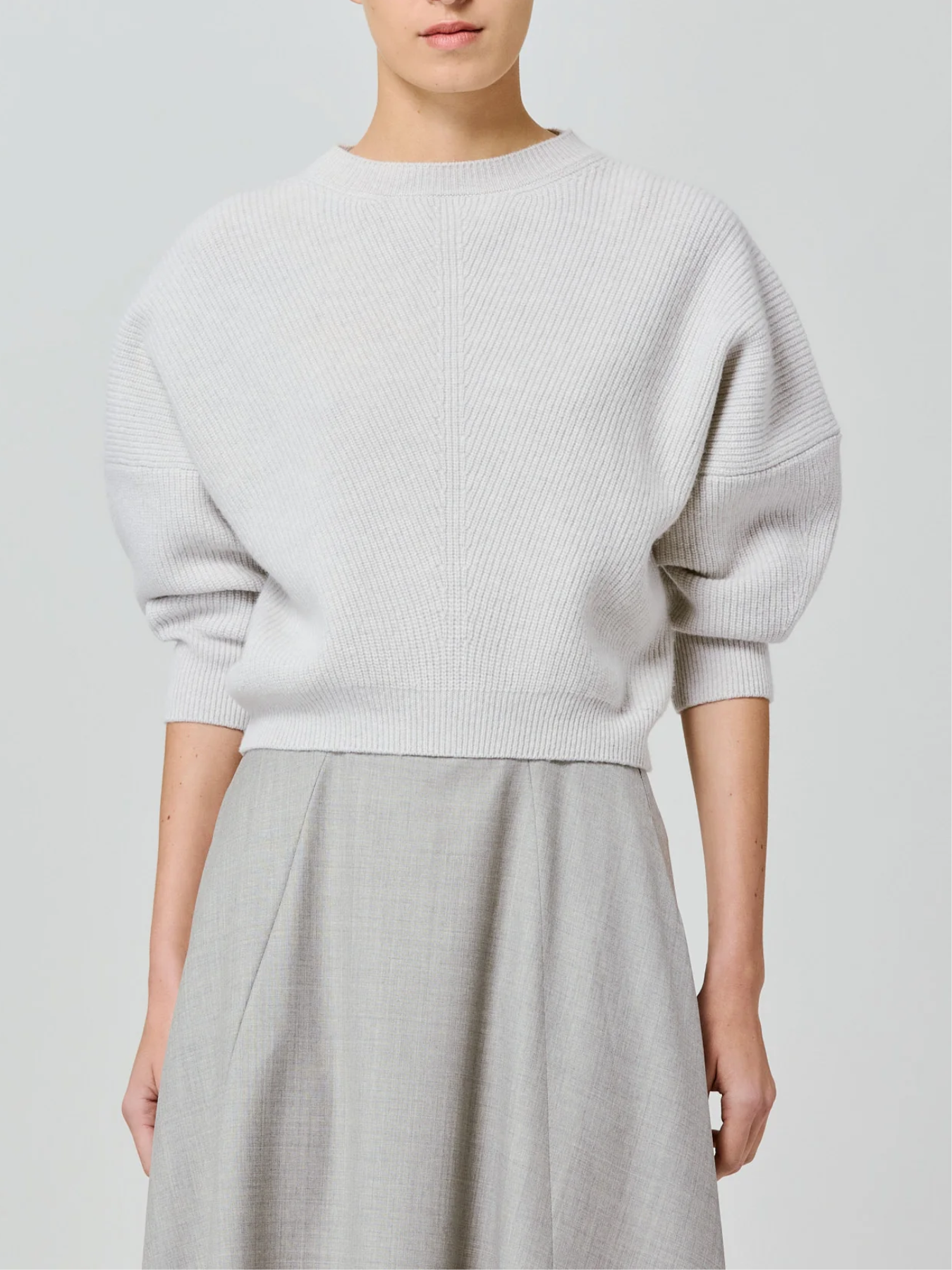 English Ribbed 3 Quarter Sleeve - Ice