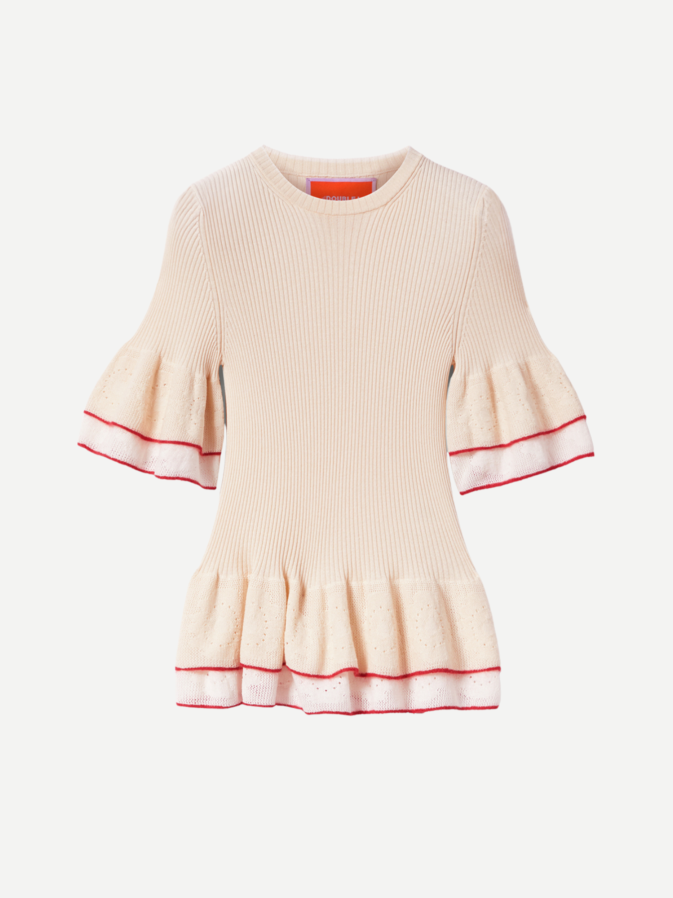 La DoubleJ-Peplum Tee - Light Beige-Shirts-Boboli-Vancouver-Canada