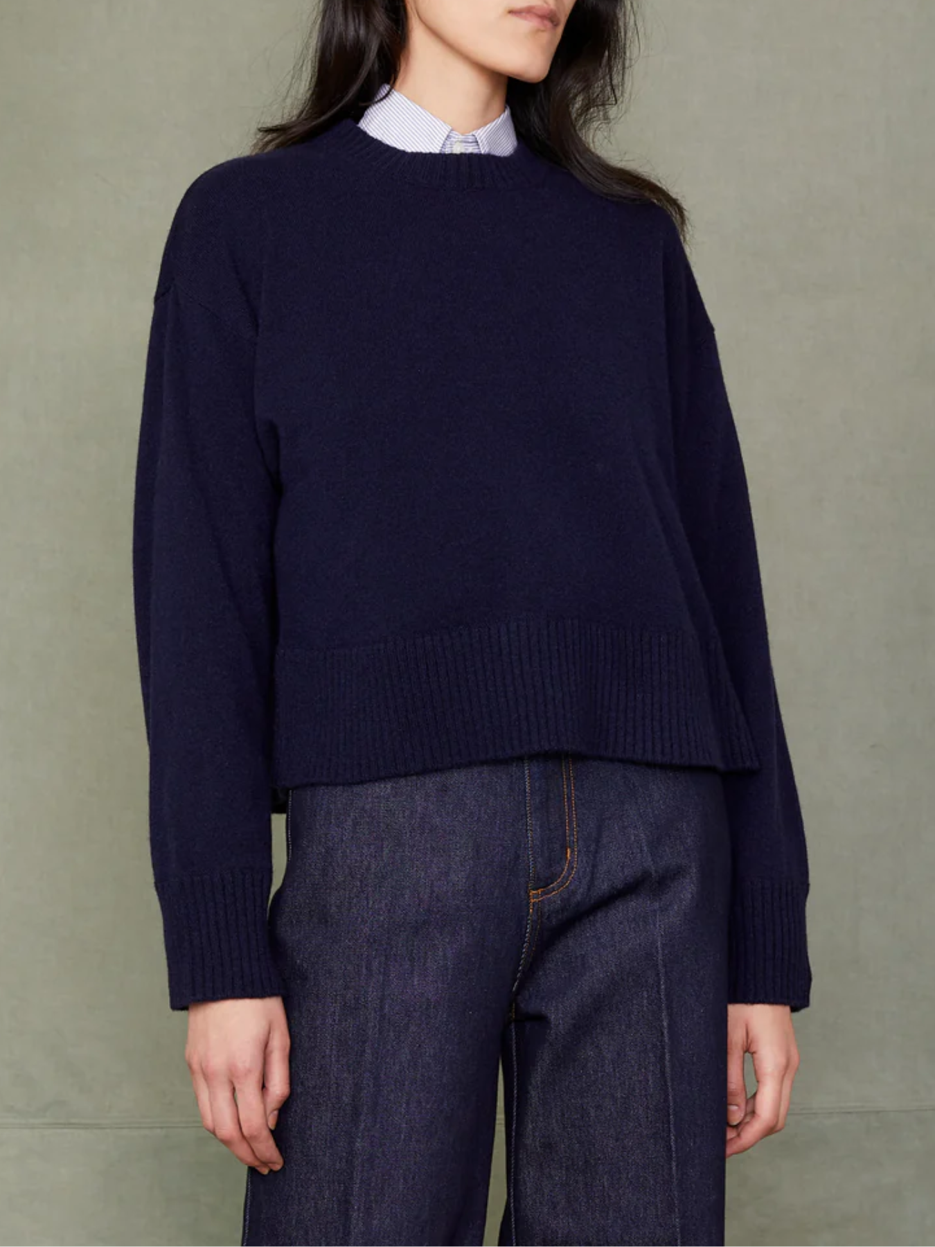 Officine Generale-Nicky Cashmere Crewneck Top - Dark Navy-Tops-Boboli-Vancouver-Canada