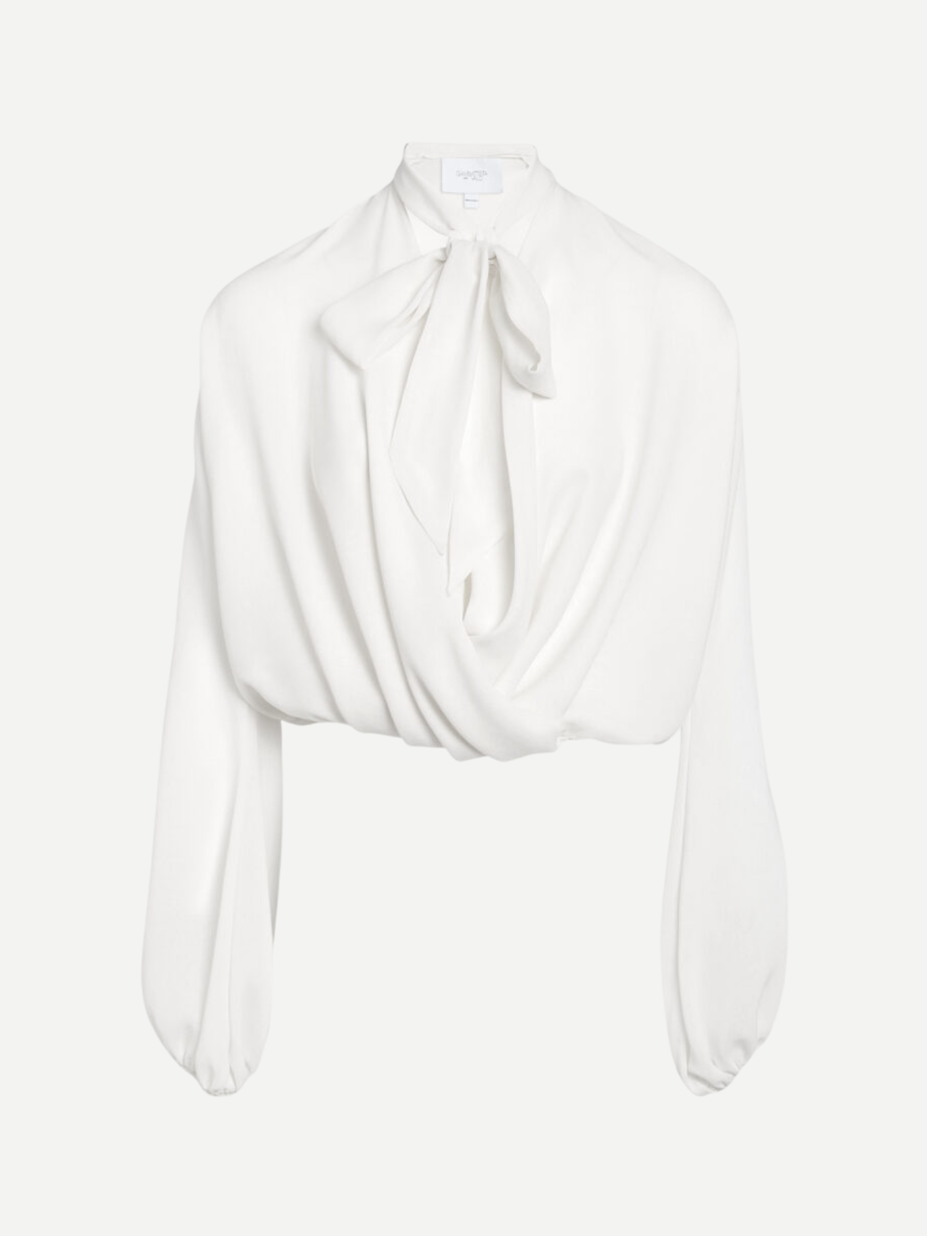 Giambattista Valli-Oversize Self-Tie Neck Silk Blouse - Ivory-Tops-Boboli-Vancouver-Canada