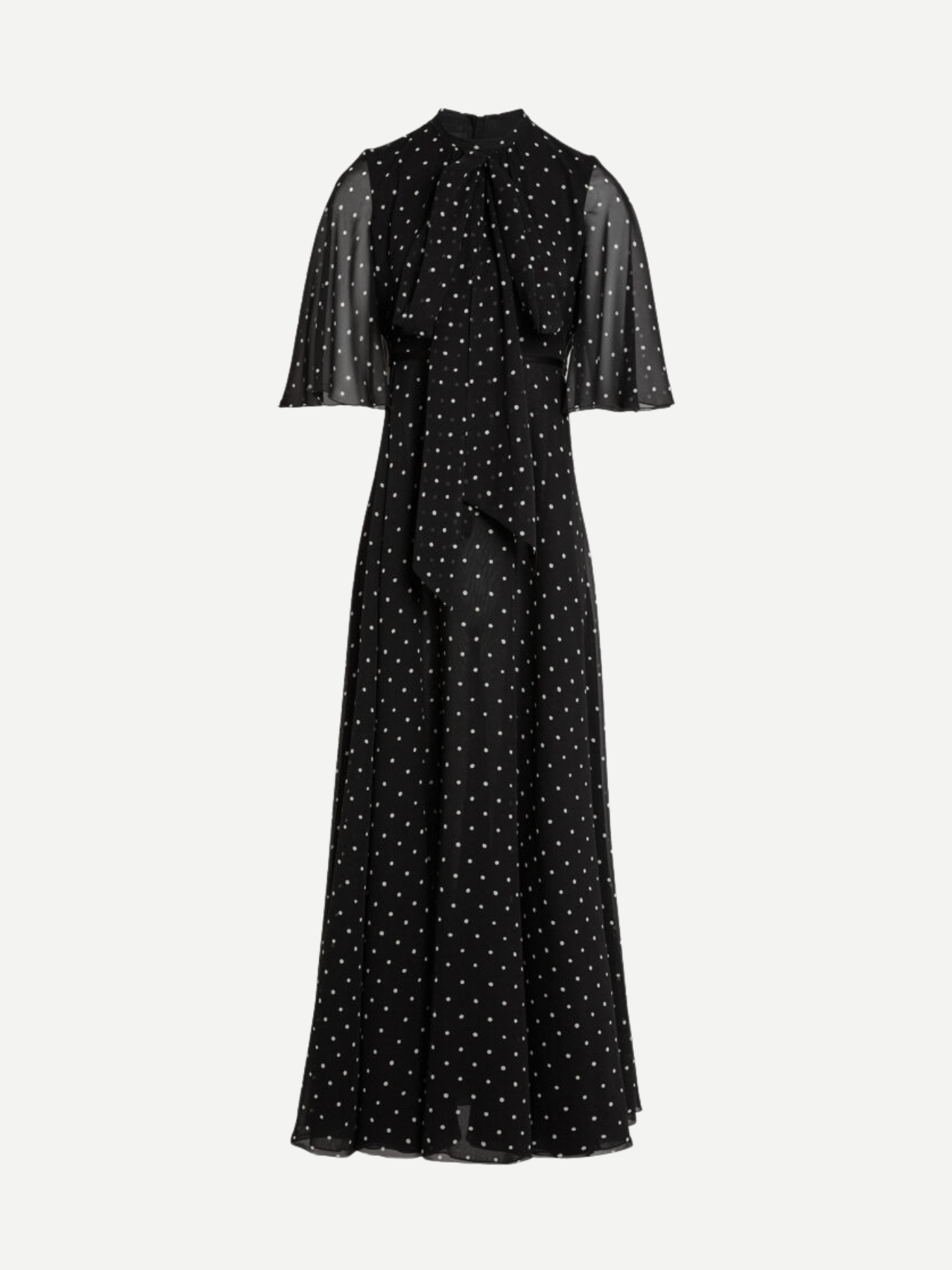 Giambattista Valli-Long Silk Dress w/White Polka Dots - Black-Dresses-Boboli-Vancouver-Canada