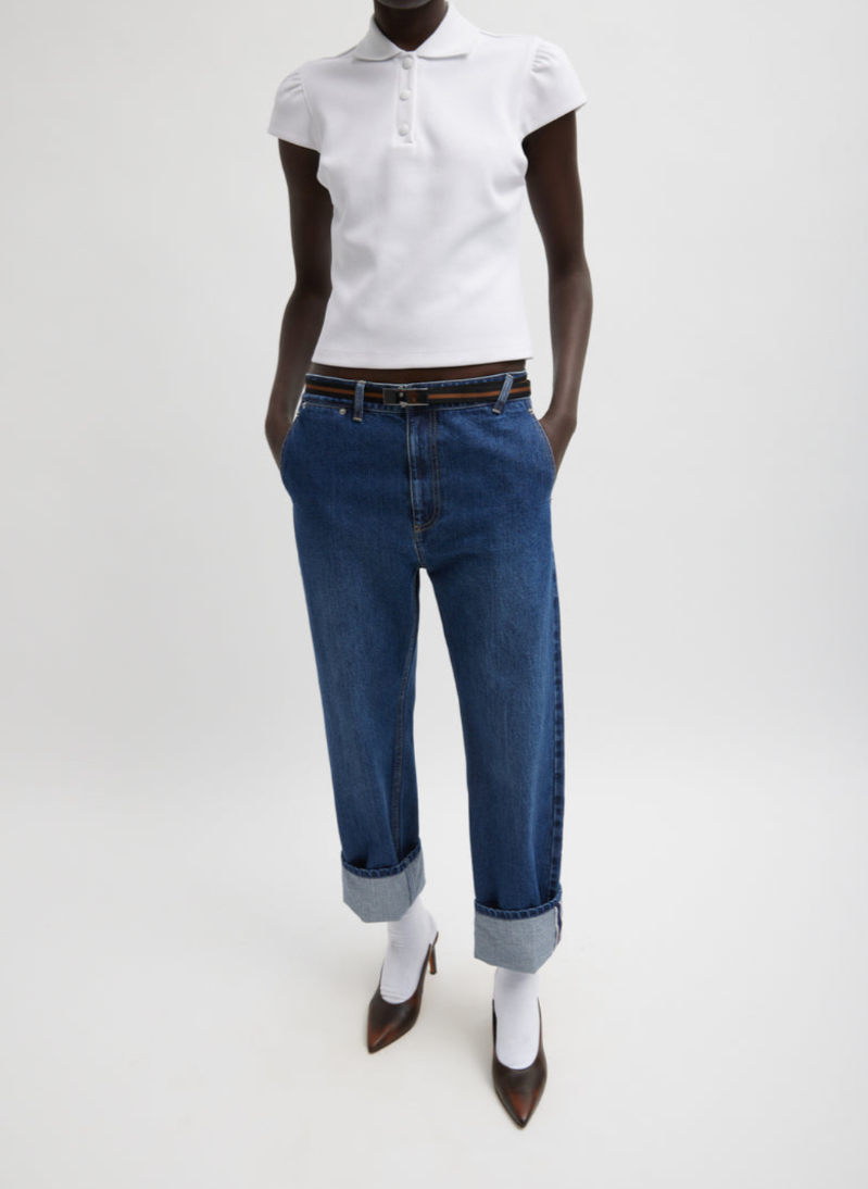 Tibi-Selvage Denim Alec Slouch Jean - Dark Denim-Pants-24-Boboli-Vancouver-Canada