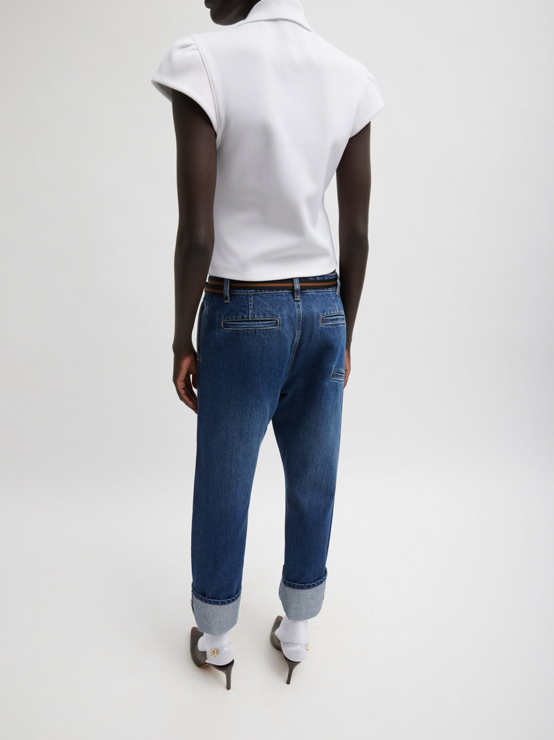 Tibi-Selvage Denim Alec Slouch Jean - Dark Denim-Pants-Boboli-Vancouver-Canada