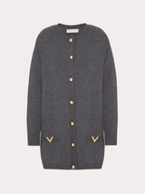 Valentino-Wool Cardigan - Dark Grey-Cardigans-S-Boboli-Vancouver-Canada