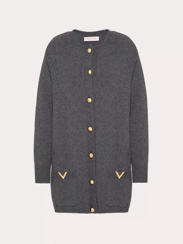 Valentino-Wool Cardigan - Dark Grey-Cardigans-S-Boboli-Vancouver-Canada