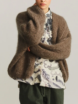 Casey Casey-Shirt Cardigan - Mohair - Khaki-Cardigans-S-Boboli-Vancouver-Canada