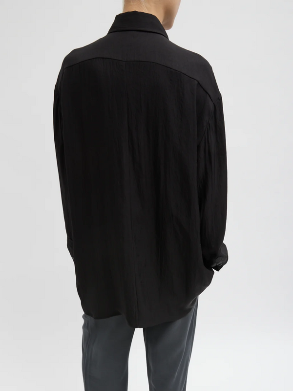 Tibi-Winter Acetate Easy Tuxedo Shirt - Black-Shirts-Boboli-Vancouver-Canada