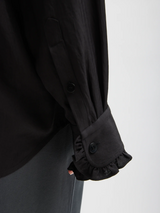 Tibi-Winter Acetate Easy Tuxedo Shirt - Black-Shirts-Boboli-Vancouver-Canada