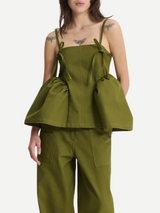 Cecilie Bahnsen-Akira Top - Olive Green-Tops-Boboli-Vancouver-Canada