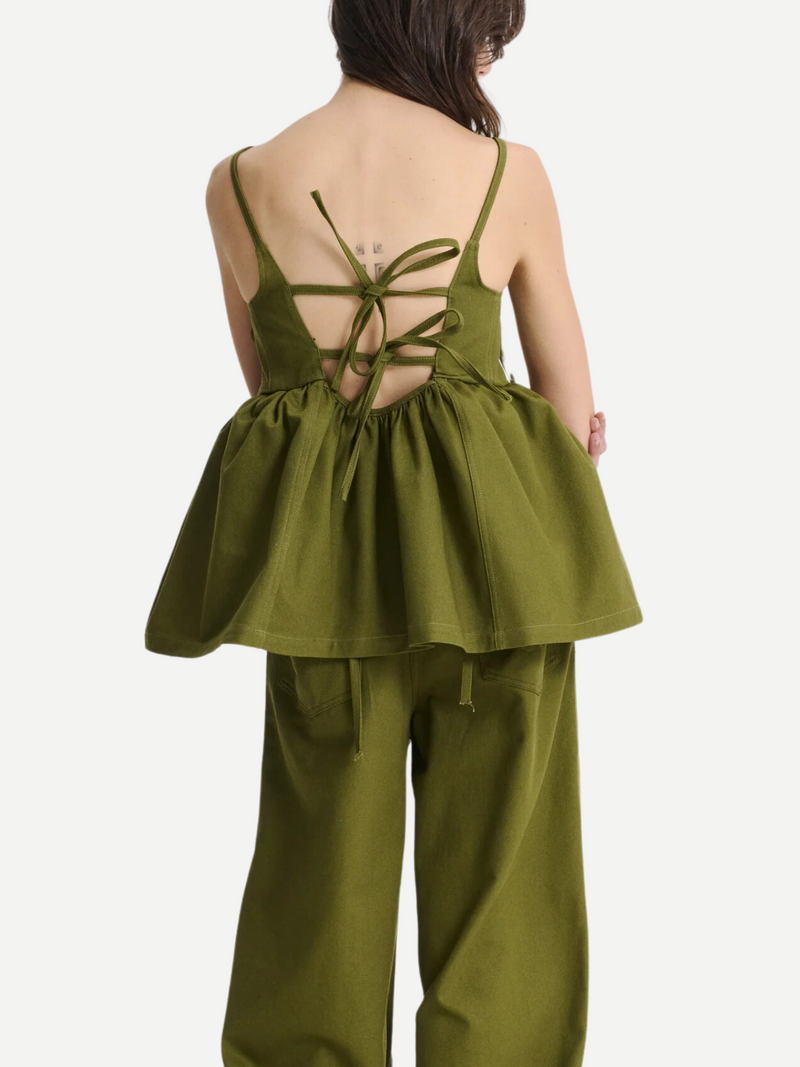 Cecilie Bahnsen-Akira Top - Olive Green-Tops-Boboli-Vancouver-Canada