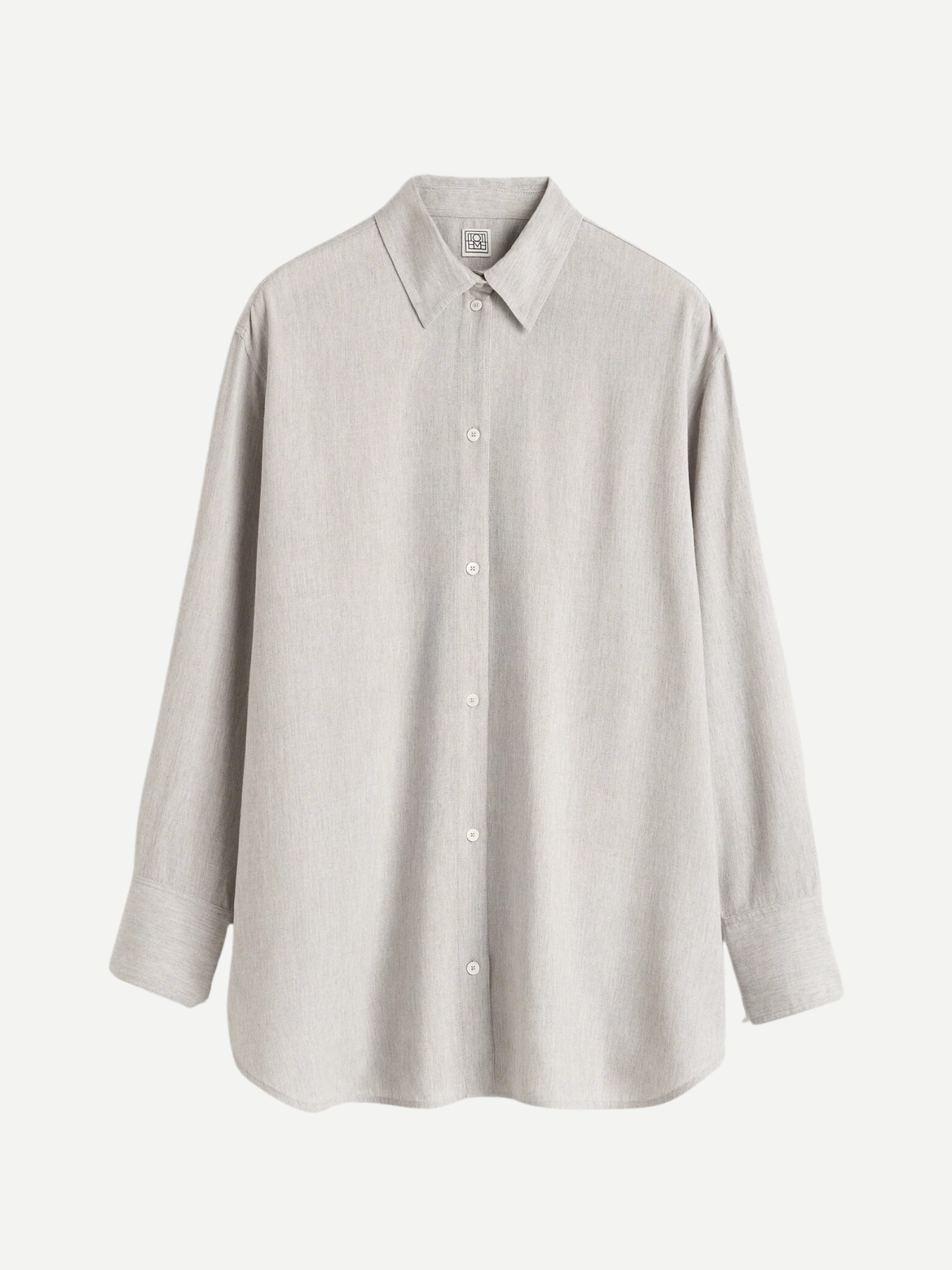 Totême-Fluid Viscose-Blend Shirt - Pale Grey Melange-Shirts-Boboli-Vancouver-Canada