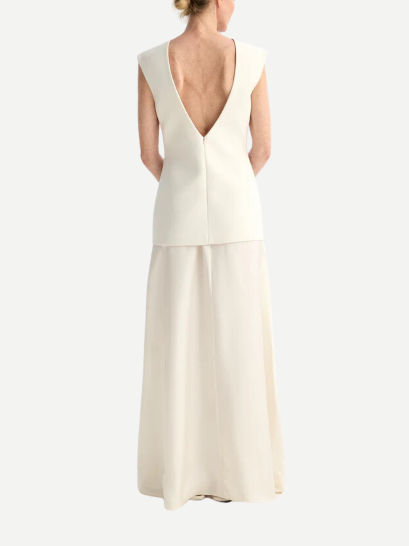 Rohe-Open Back Dress w/Integrated Silk Skirt - Cream-Skirts-Boboli-Vancouver-Canada