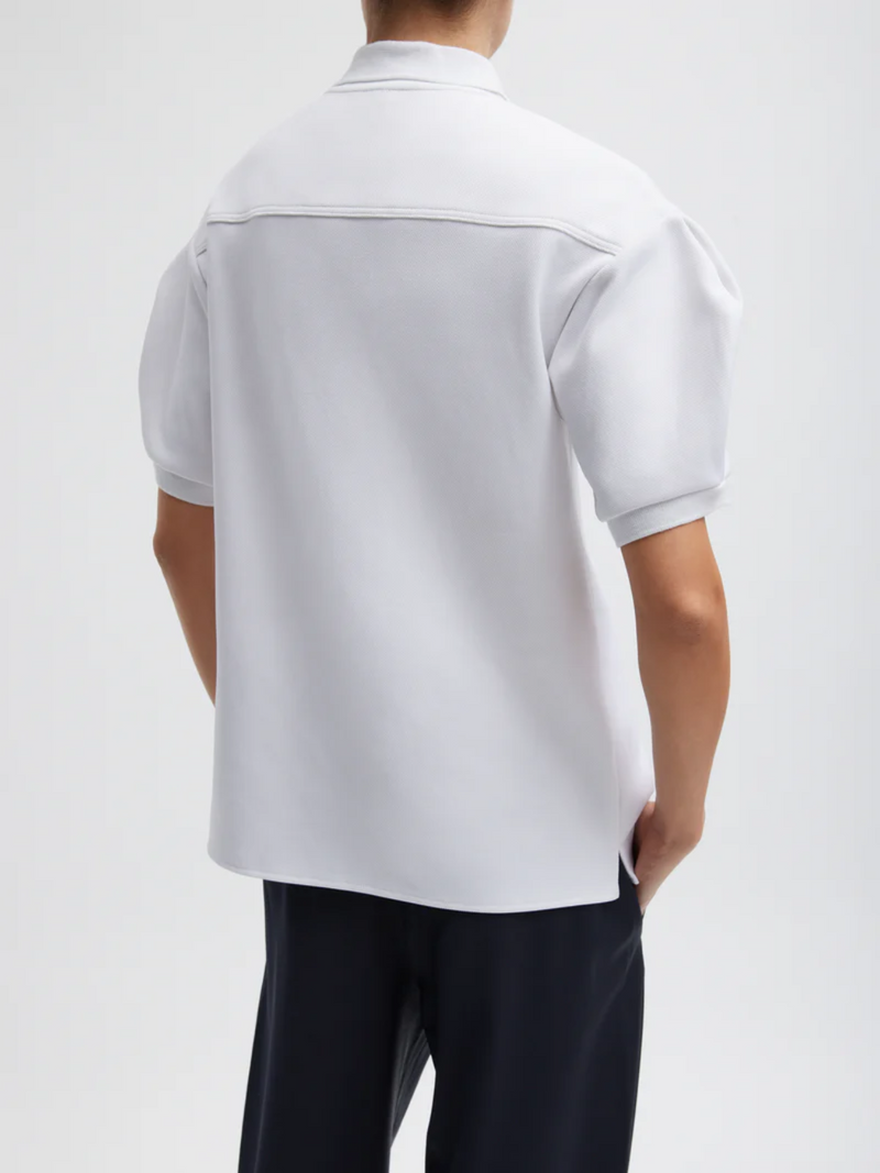 Tibi-Luxe Pique Polo Shirt - White-Shirts-Boboli-Vancouver-Canada