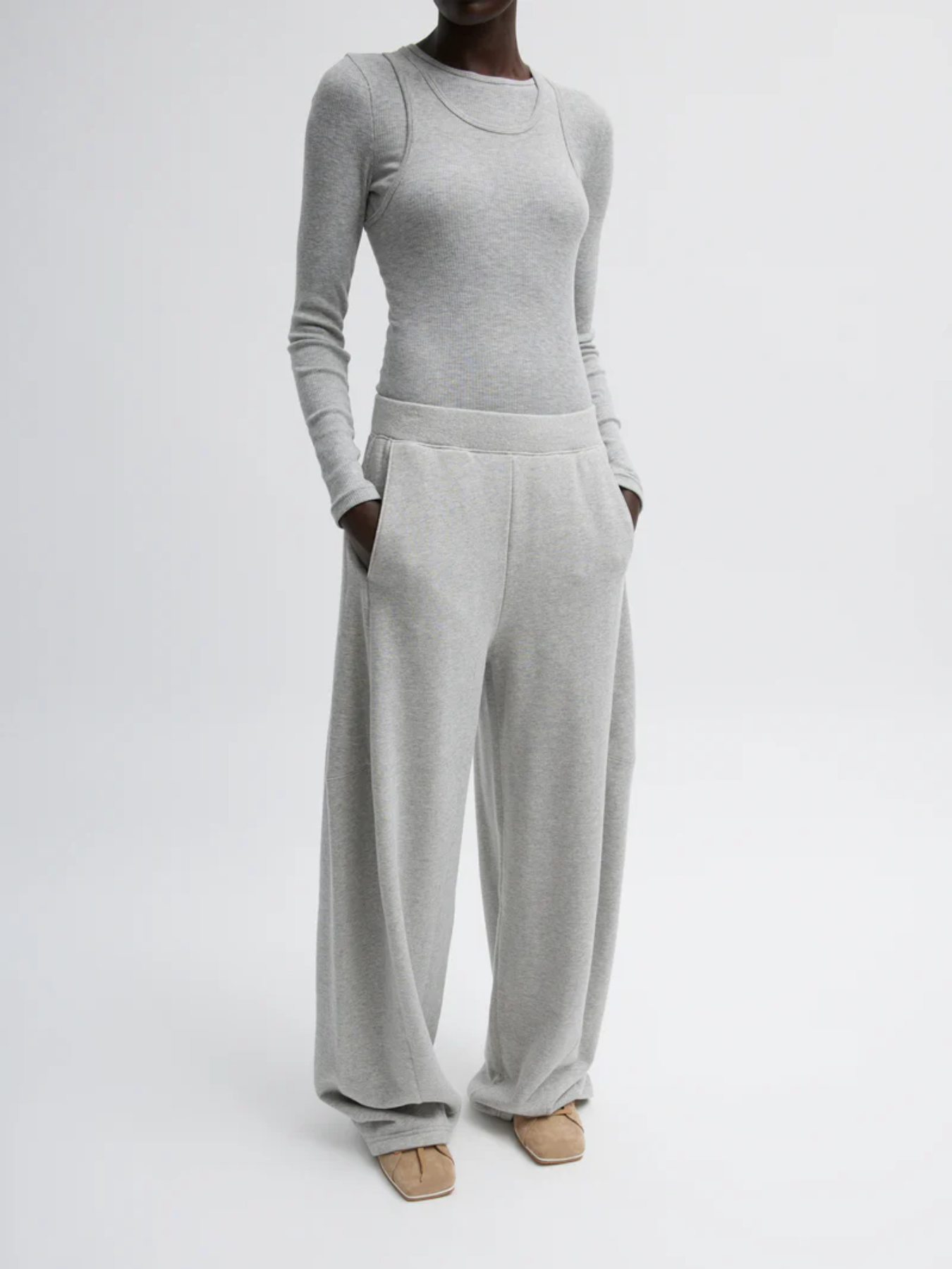 Tibi-Sweatshirt Program Winslow Pant - Heather Grey-Pants-Boboli-Vancouver-Canada