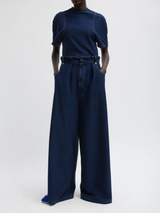 Tibi-Indigo Barre Walker Wide Leg Jean - Indigo-Pants-Boboli-Vancouver-Canada