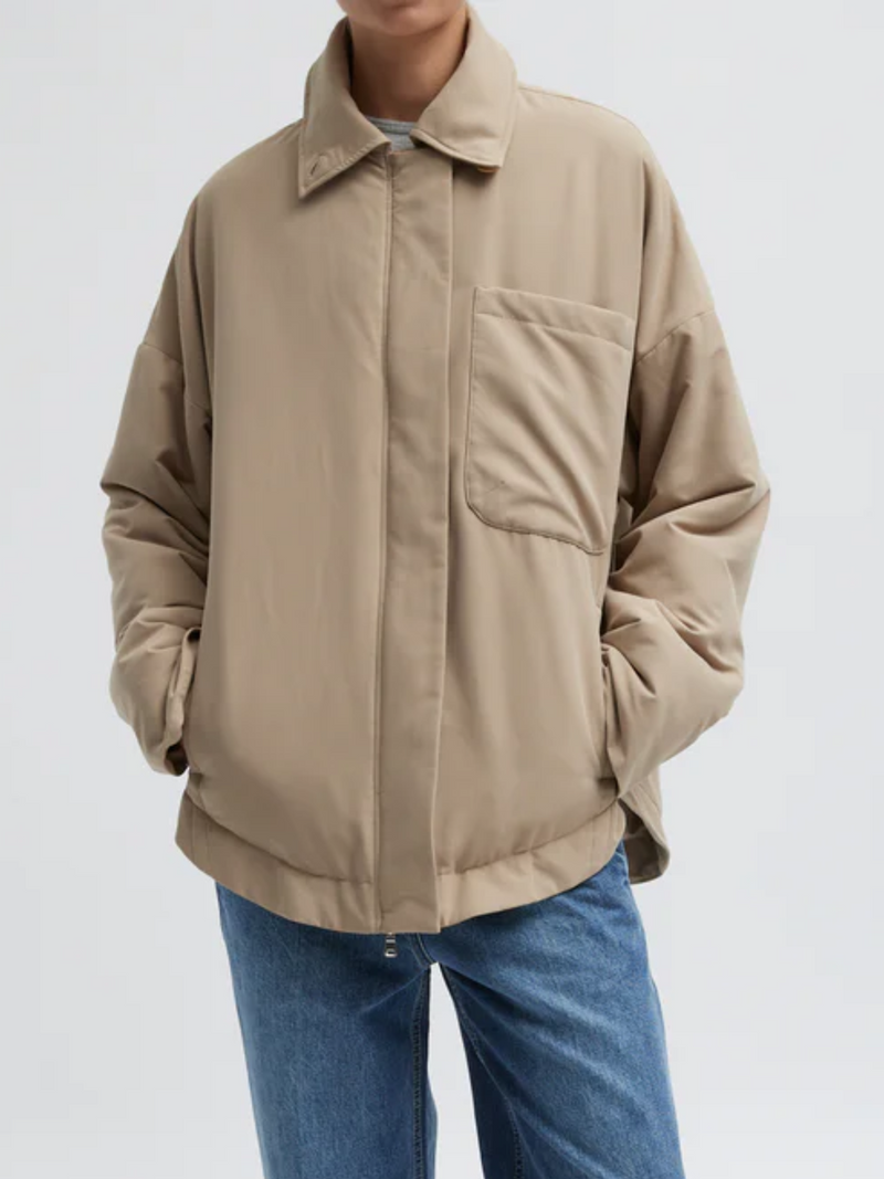 Tibi-Clyde Padding Shirt Jacket - Tan-Jackets-Boboli-Vancouver-Canada