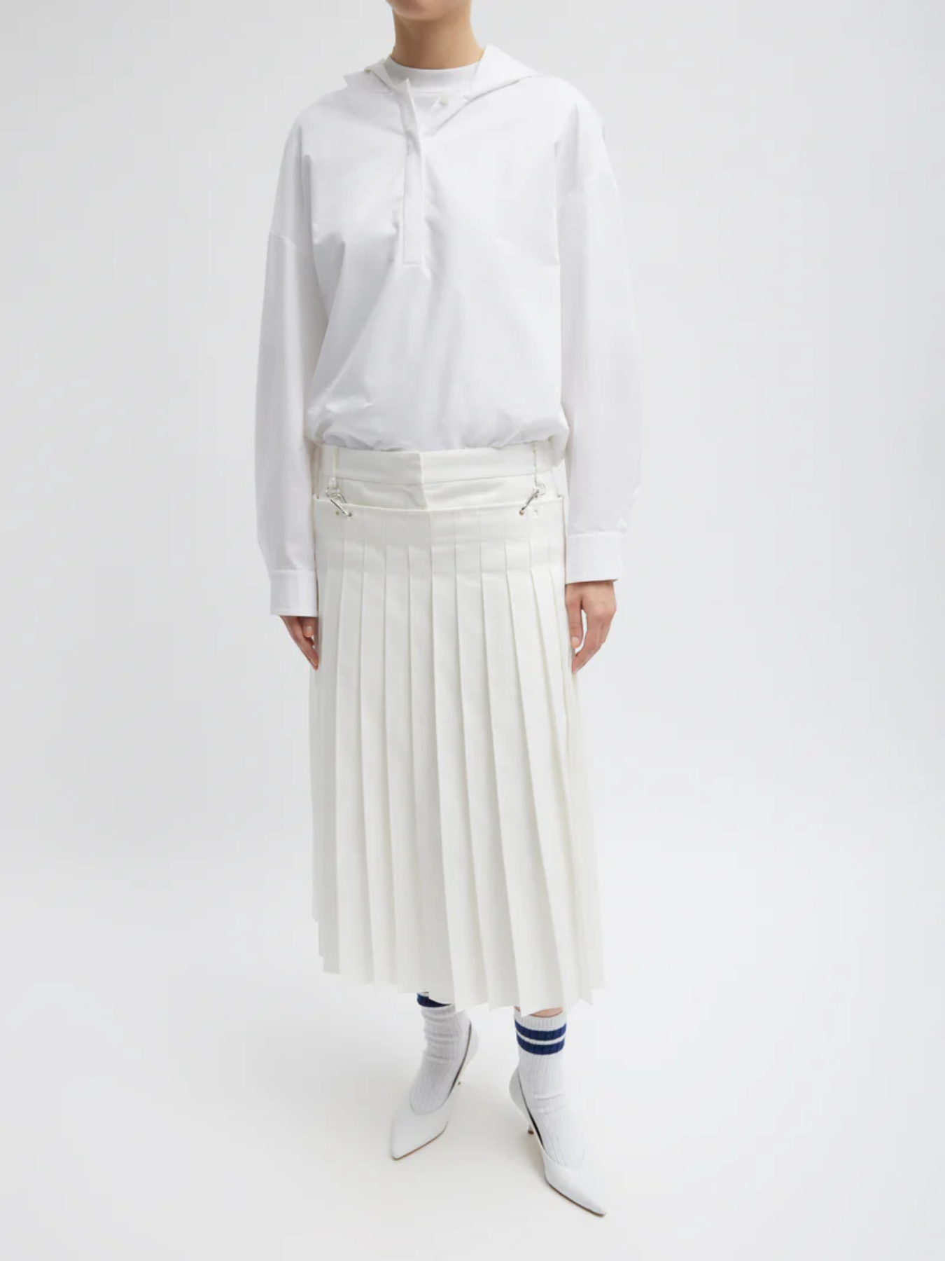 Tibi-Chino Convertible Pleated Skirt - White-Skirts-Boboli-Vancouver-Canada