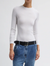 Tibi-Circular Ribbed Crewneck Pullover T - White-Shirts-Boboli-Vancouver-Canada