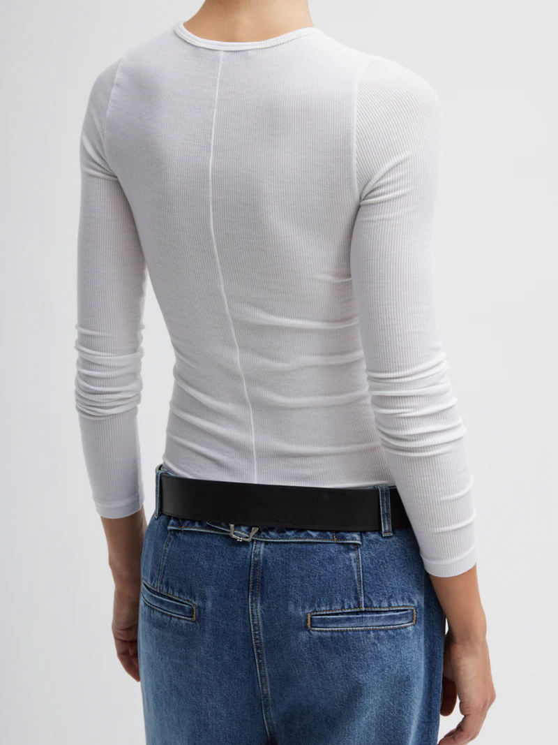 Tibi-Circular Ribbed Crewneck Pullover T - White-Shirts-Boboli-Vancouver-Canada