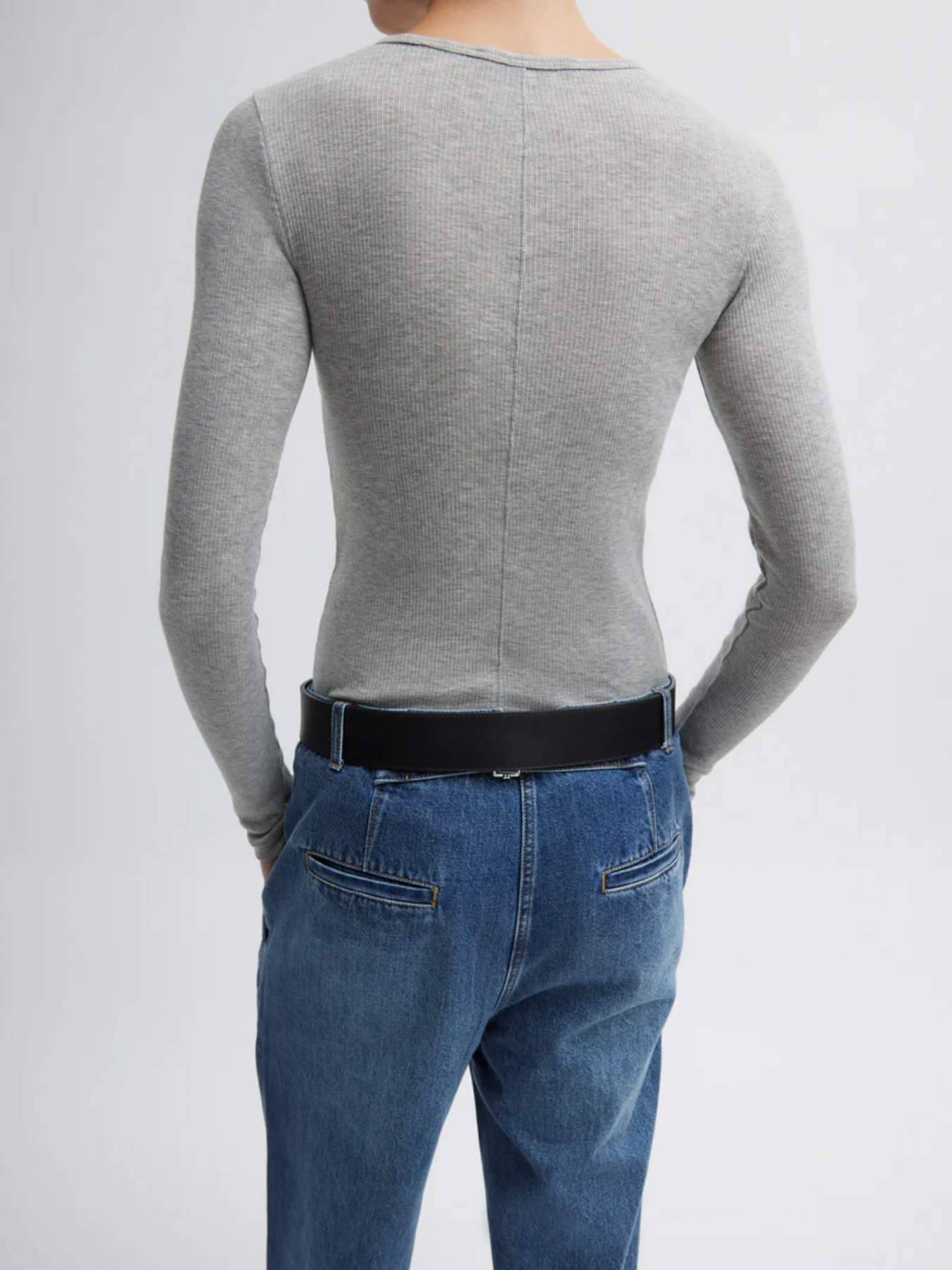 Tibi-Circular Ribbed Crewneck Pullover T - Heather Grey-Shirts-Boboli-Vancouver-Canada