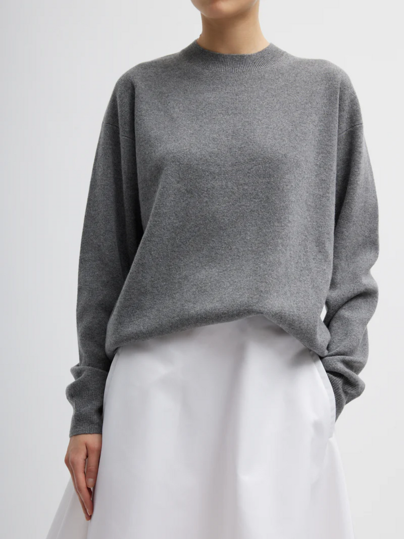 Tibi-Anna Merino Wool Pullover - Heather Grey-Sweaters-Boboli-Vancouver-Canada