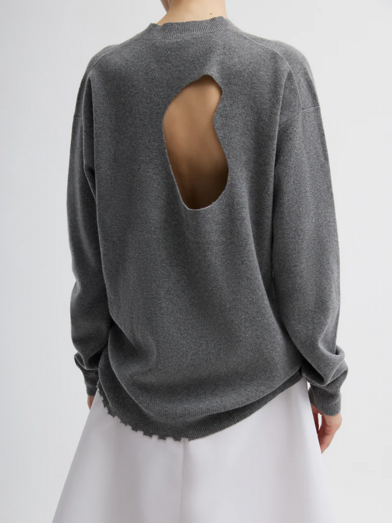 Tibi-Anna Merino Wool Pullover - Heather Grey-Sweaters-Boboli-Vancouver-Canada