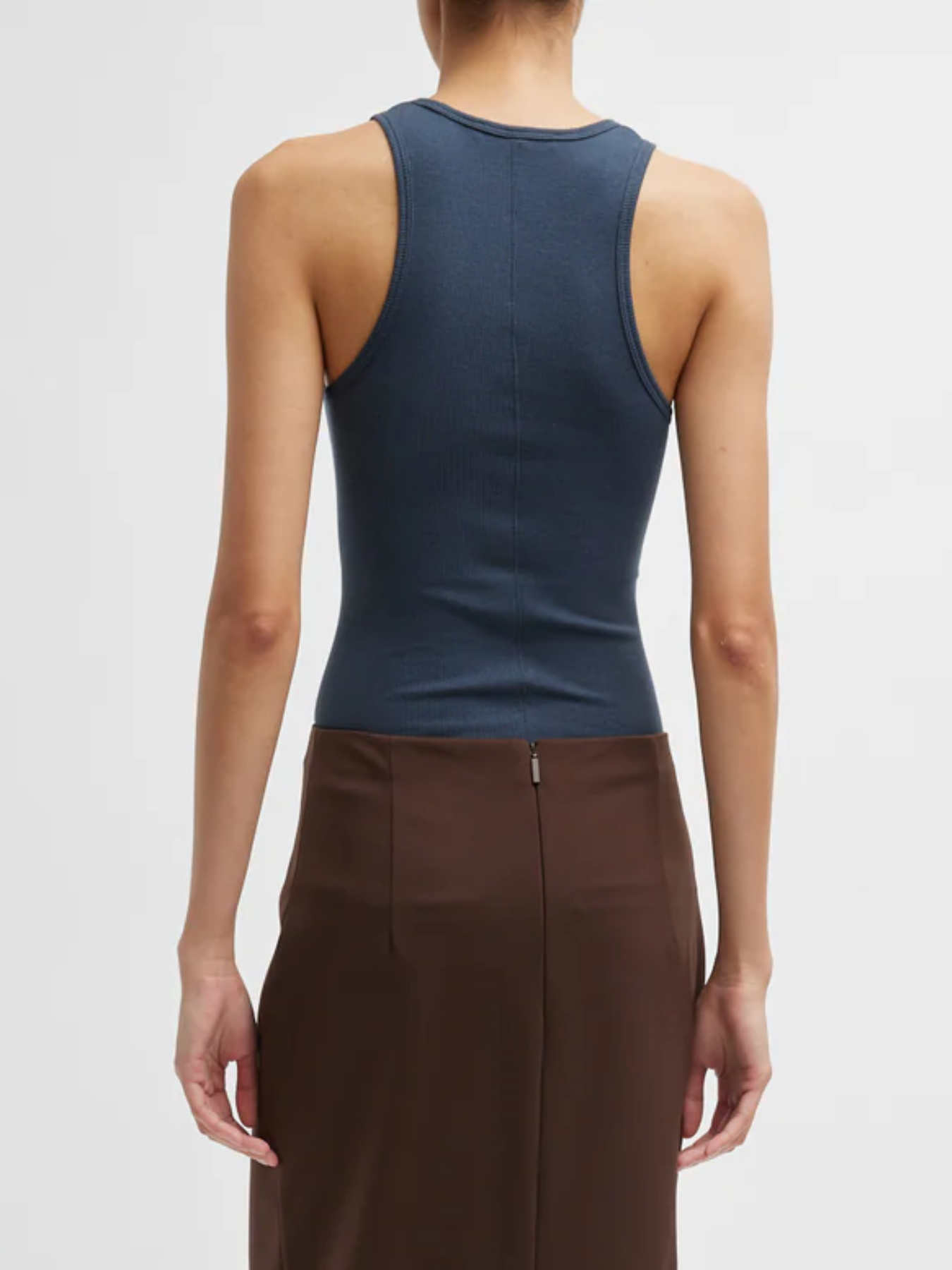 Tibi-Circular Fine Rib T-Tank - Blue Fog-Tops-Boboli-Vancouver-Canada