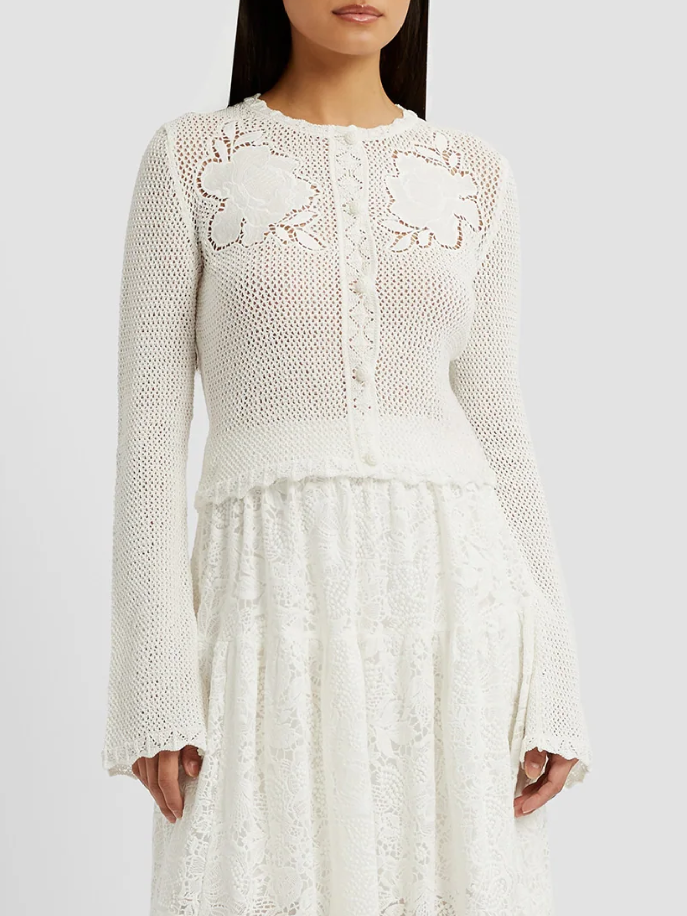 Erdem-Long Sleeve Cardigan - Ivory-Cardigans-Boboli-Vancouver-Canada