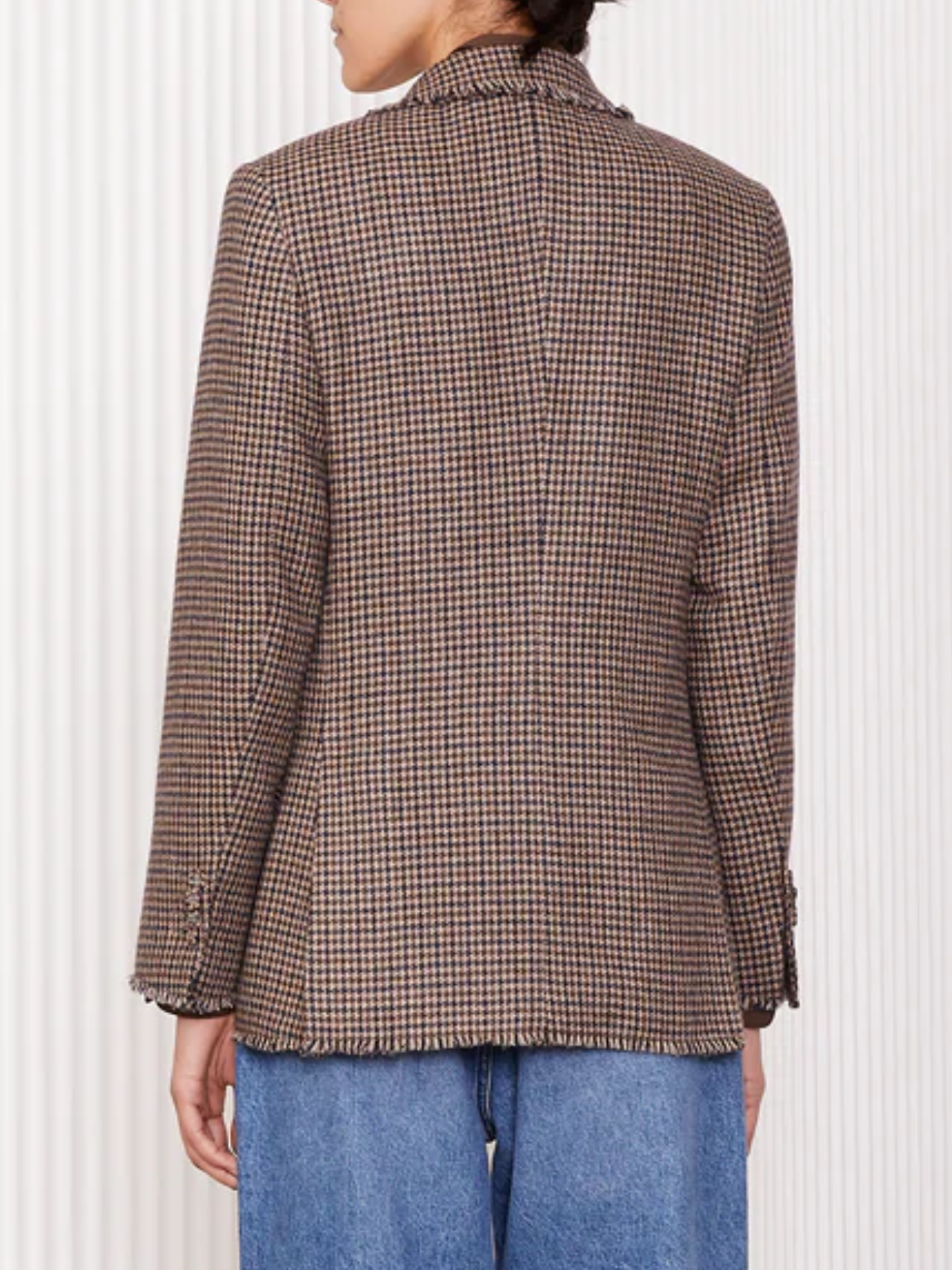 Officine Generale-Charlene Fringe Jacket - Coffee/Dark Navy-Jackets-Boboli-Vancouver-Canada