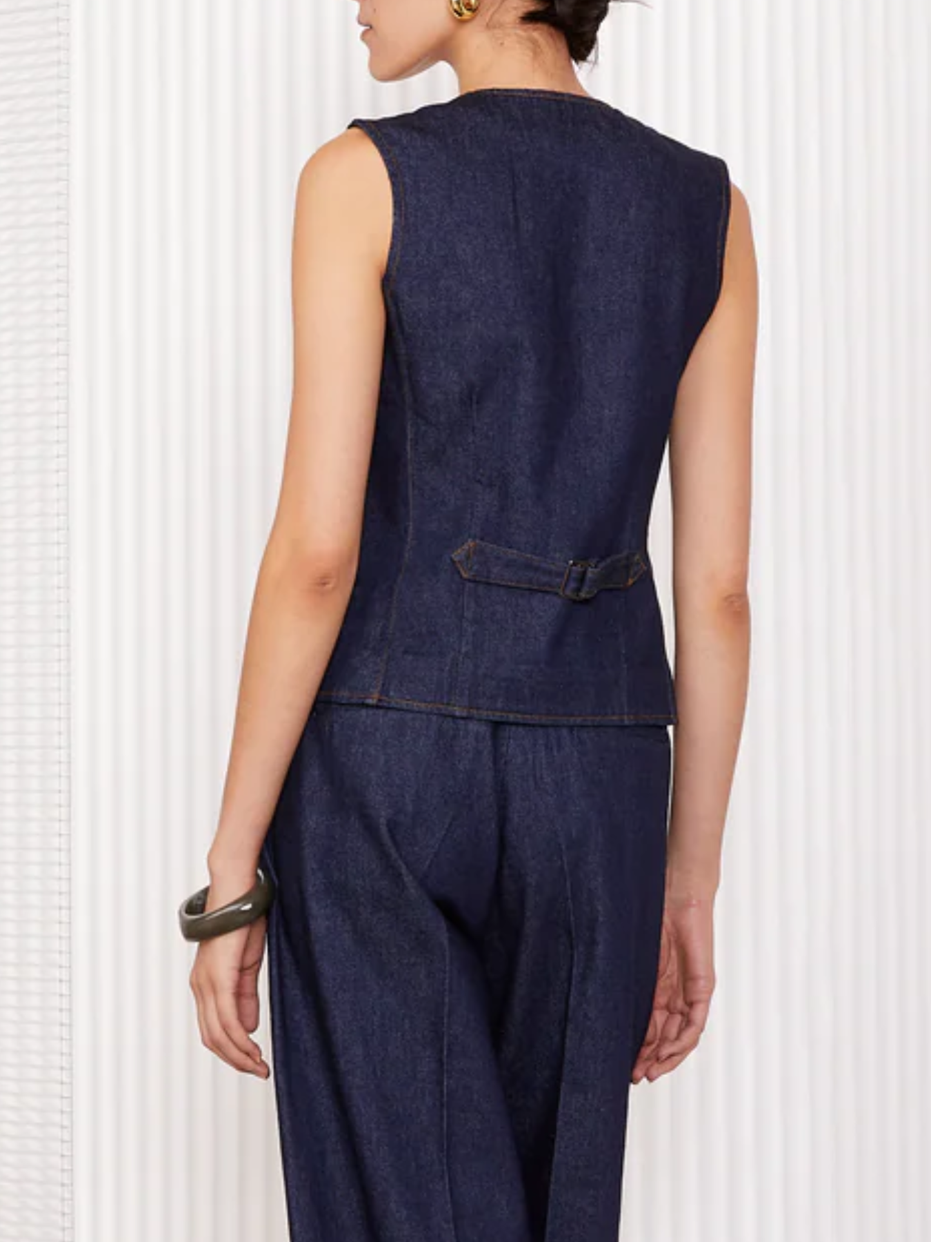 Officine Generale-Cleo Vest - Dark Indigo-Tops-Boboli-Vancouver-Canada