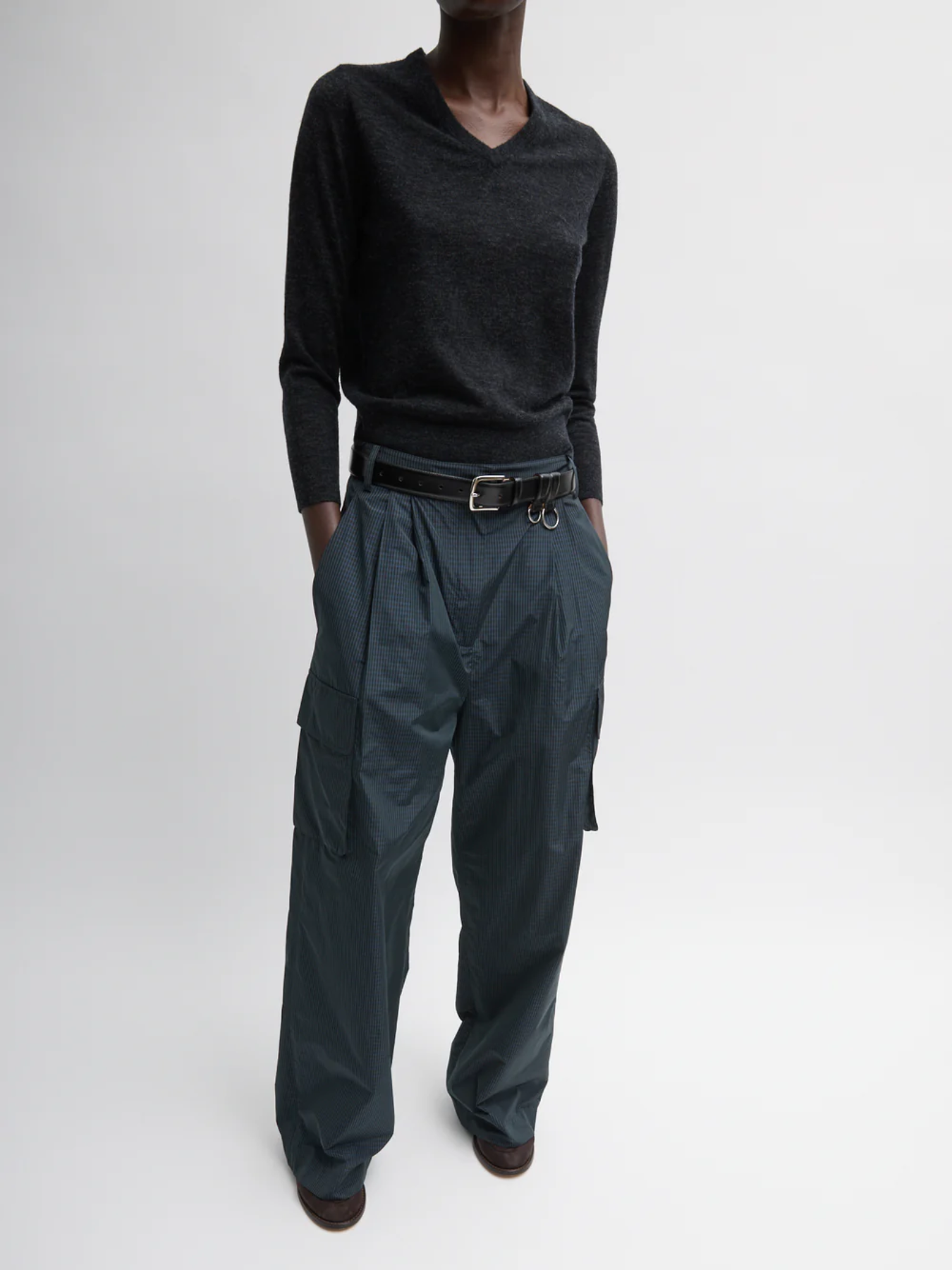 Tibi-Menswear Nylon Stella Pleated Cargo Pant - Navy/Multi-Pants-Boboli-Vancouver-Canada