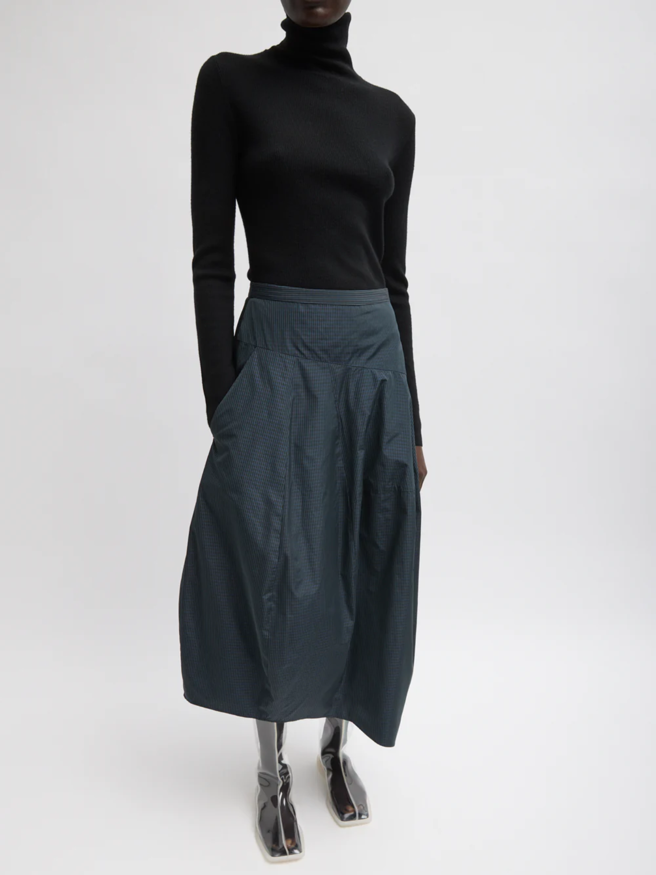 Tibi-Menswear Nylon Asymmetrical Balloon Skirt - Navy/Multi-Skirts-Boboli-Vancouver-Canada