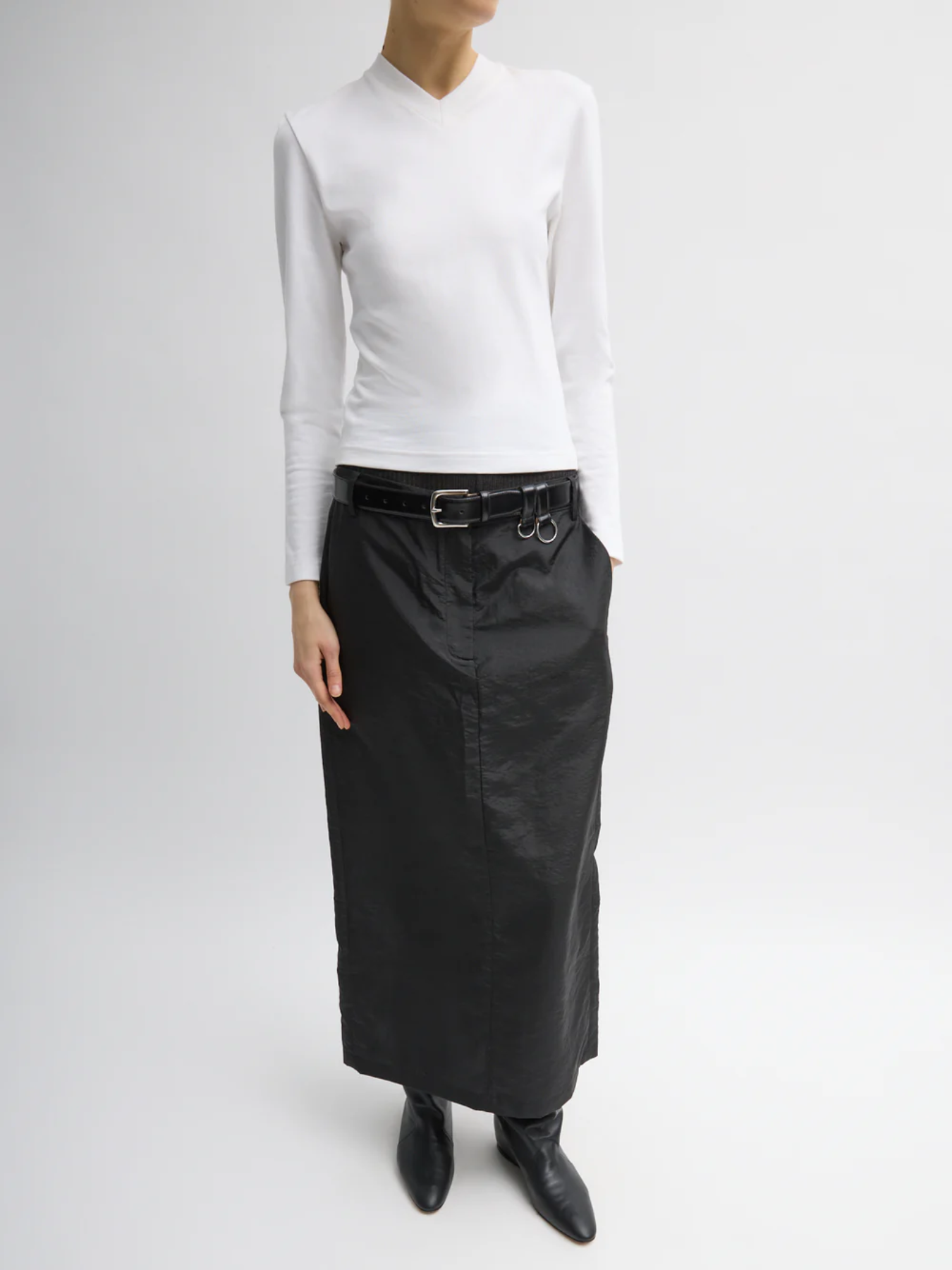 Tibi-Crispy Nylon Maxi Skirt - Black-Skirts-Boboli-Vancouver-Canada