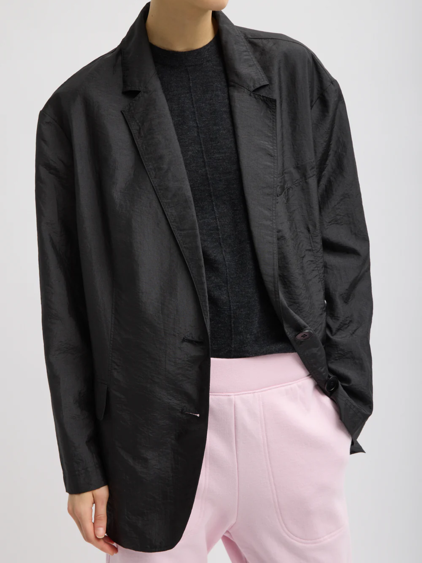 Tibi-Crispy Nylon Liam Blazer - Black-Blazers-Boboli-Vancouver-Canada