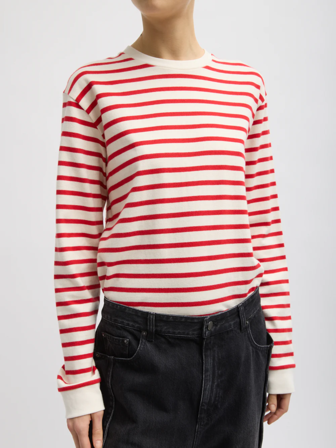 Tibi-Striped Perfect T Crewneck Long - Red/Multi-Shirts-Boboli-Vancouver-Canada