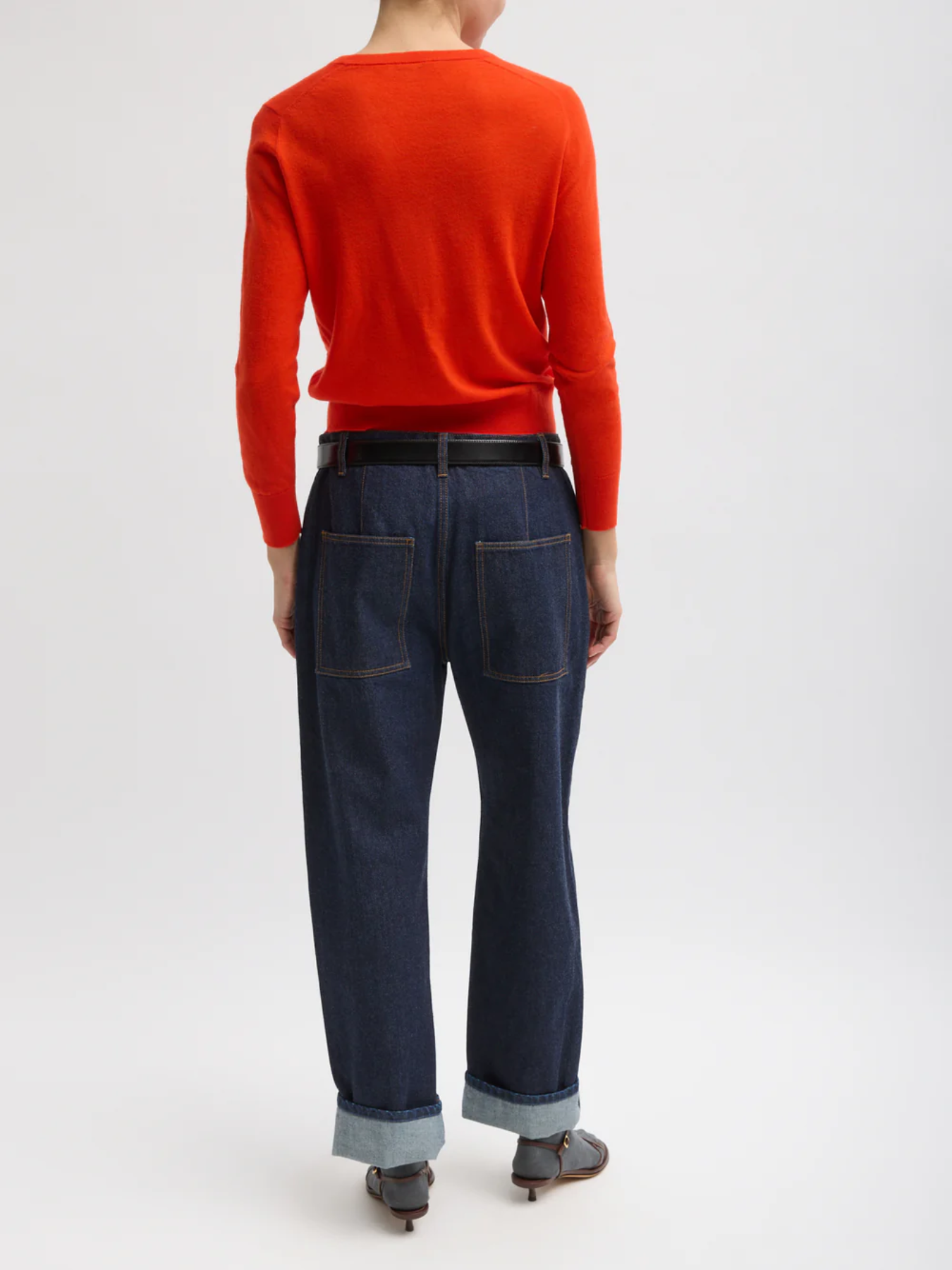 Tibi-Selvage Denim 5 Pocket Alec Jean - Dark Denim-Pants-Boboli-Vancouver-Canada