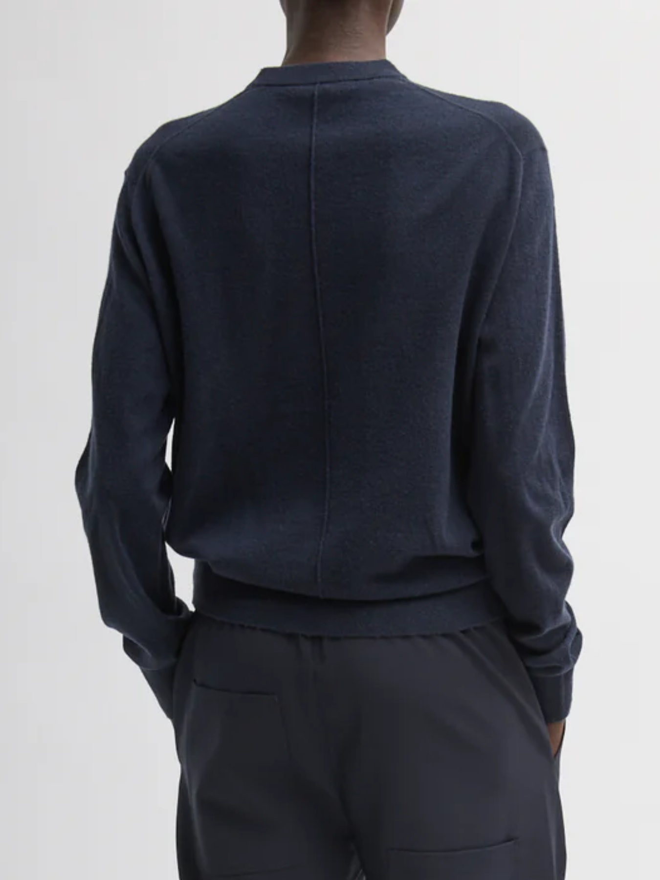 Tibi-Skinlike Mercerized Wool Crewneck Pullover - Navy-Sweaters-Boboli-Vancouver-Canada