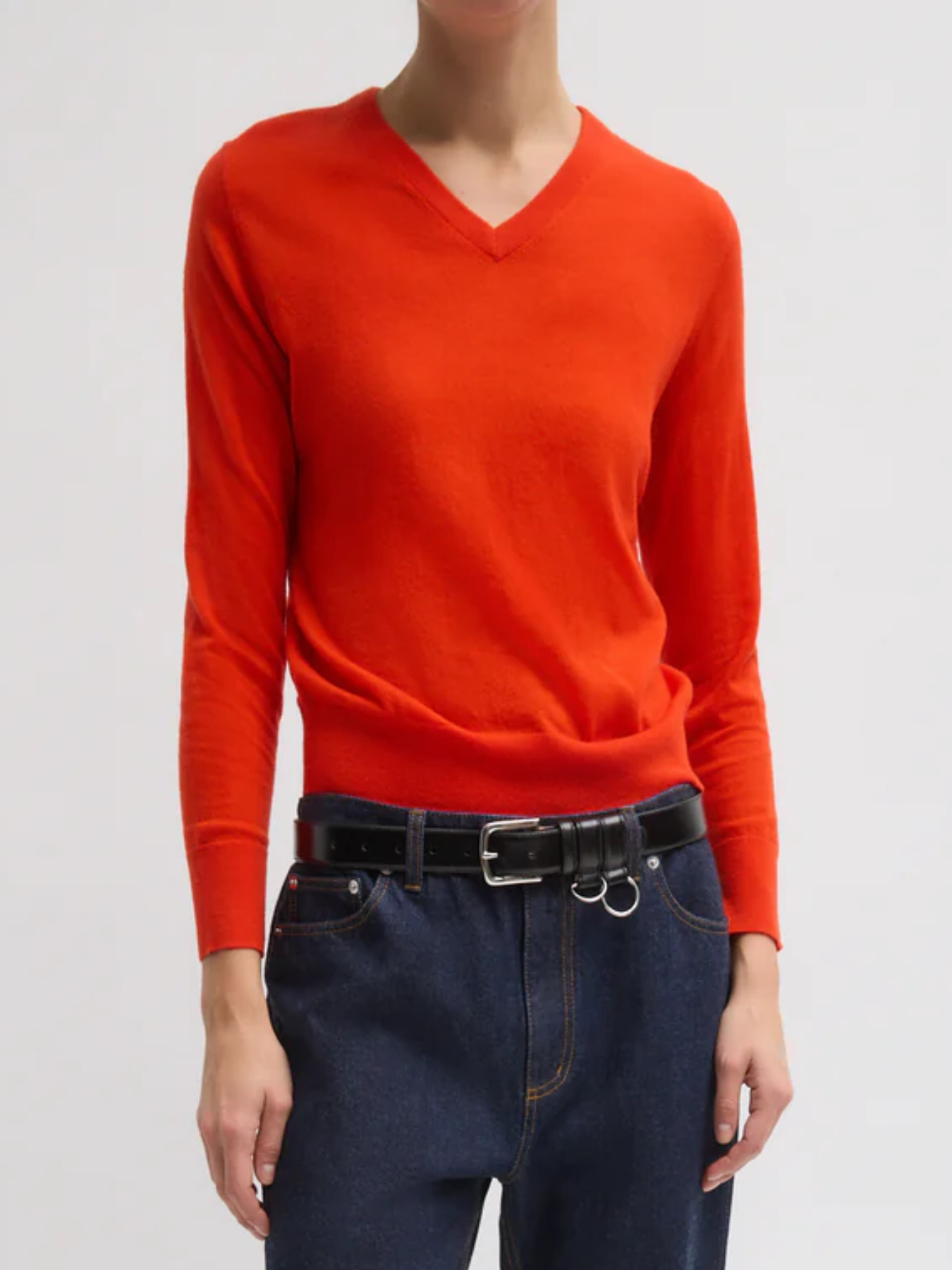 Tibi-Skinlike Mercerized Wool Shrunked VNeck - Red-Sweaters-Boboli-Vancouver-Canada