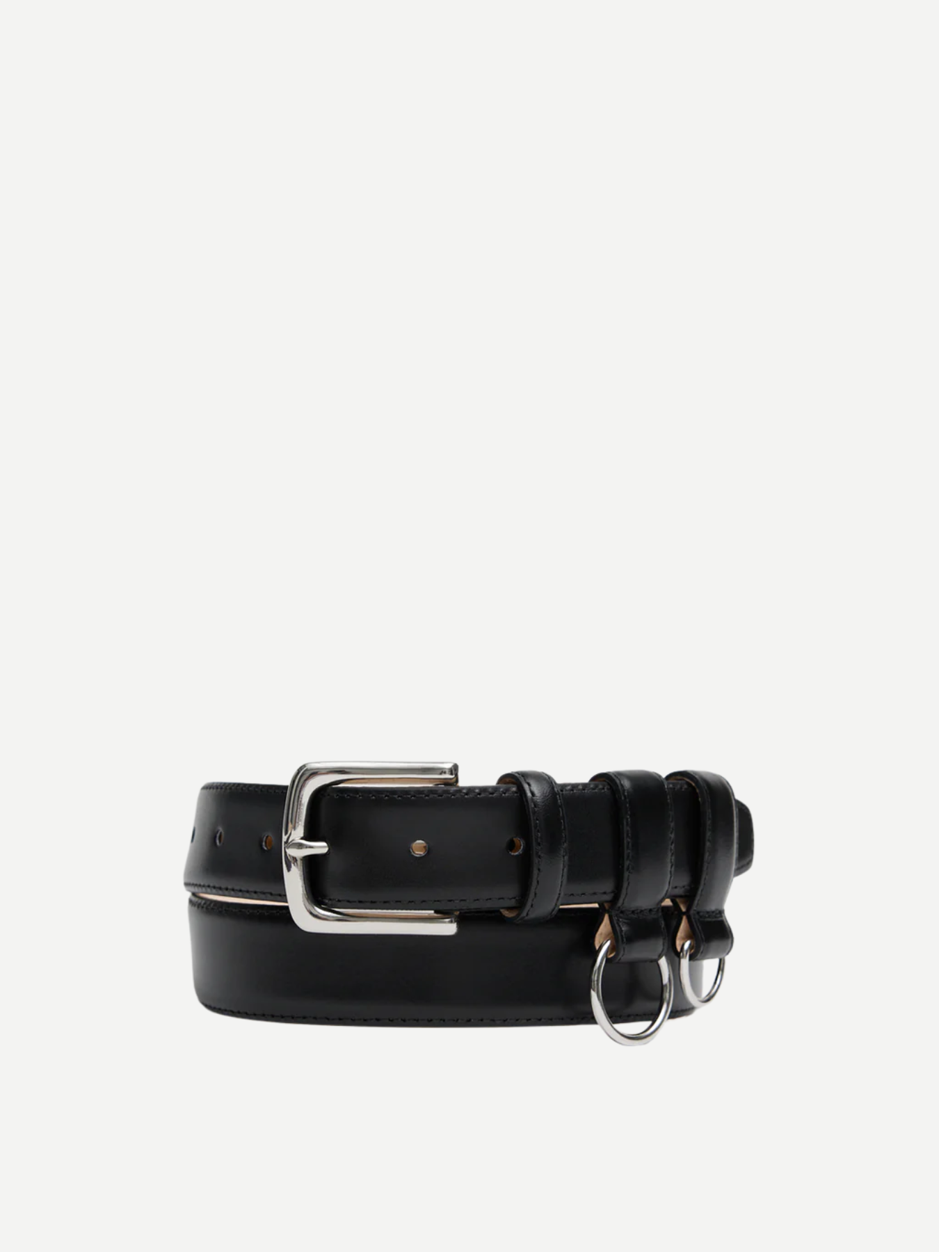 Tibi-Classic Ring Hardware Leather Belt - Black-Accessories-Boboli-Vancouver-Canada