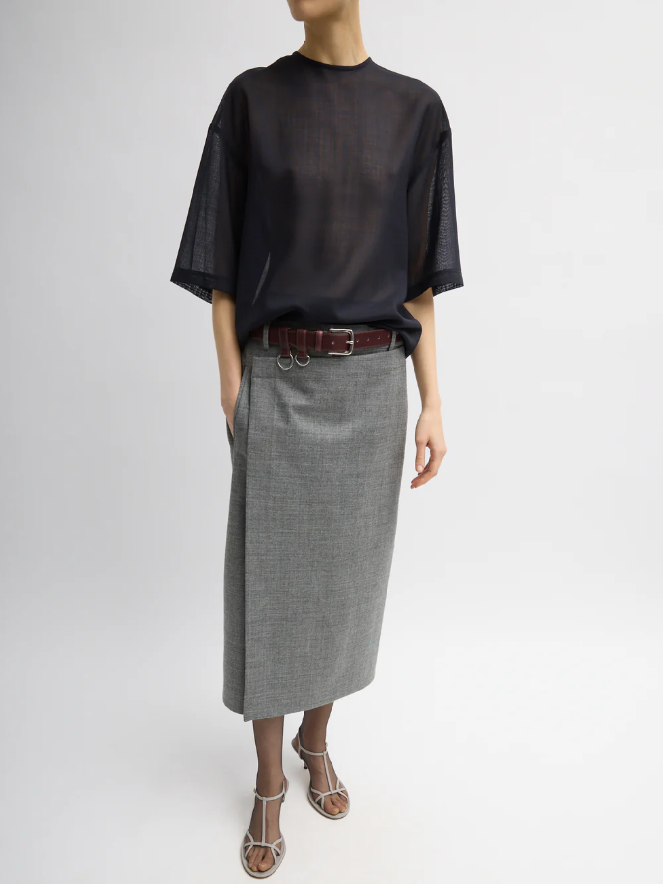 Tibi-Classic Ring Hardware Leather Belt - Burgundy-Accessories-Boboli-Vancouver-Canada