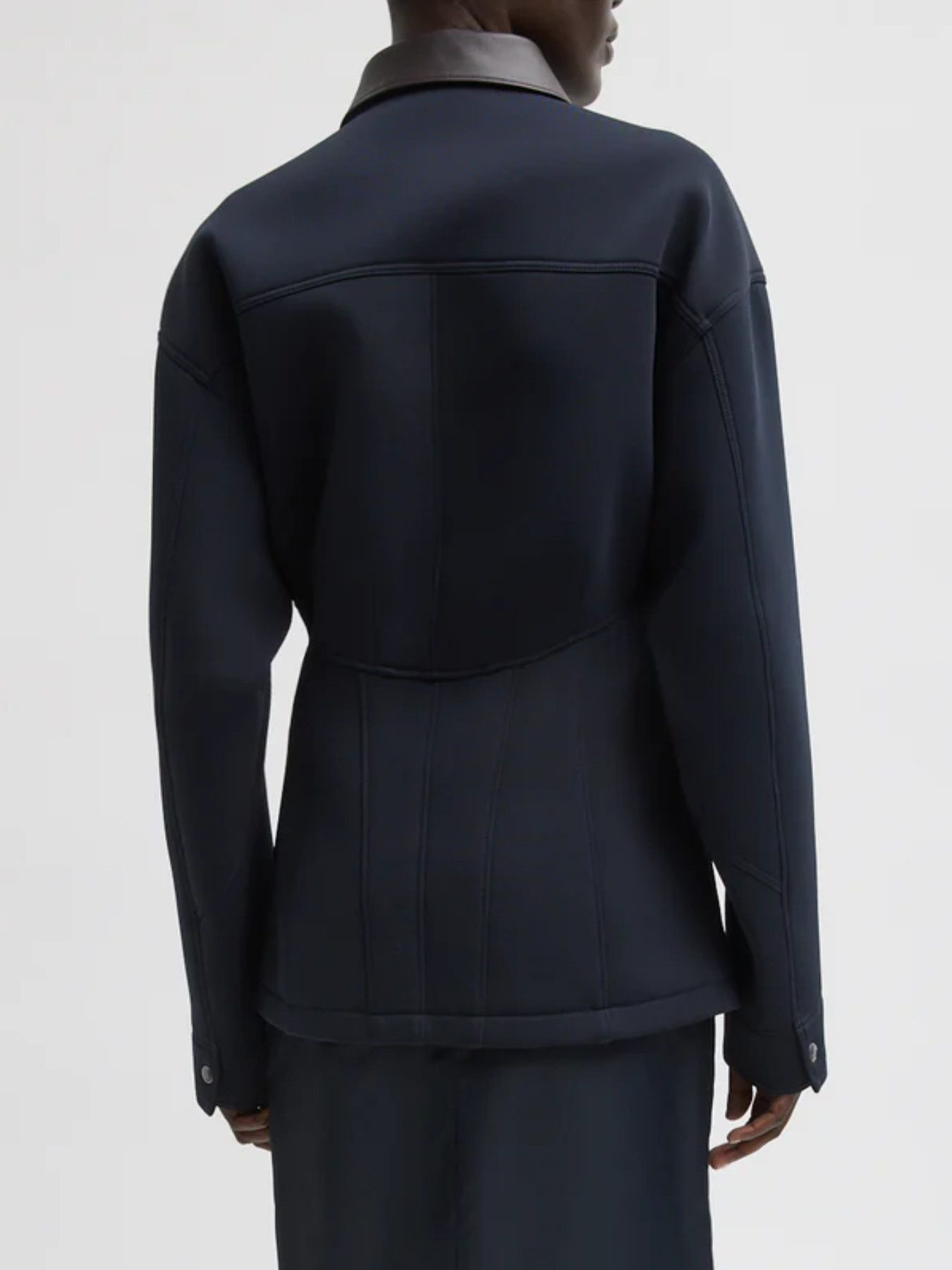 Tibi-Bonded Twill Sculpted Workmens Jacket - Navy-Jackets-Boboli-Vancouver-Canada