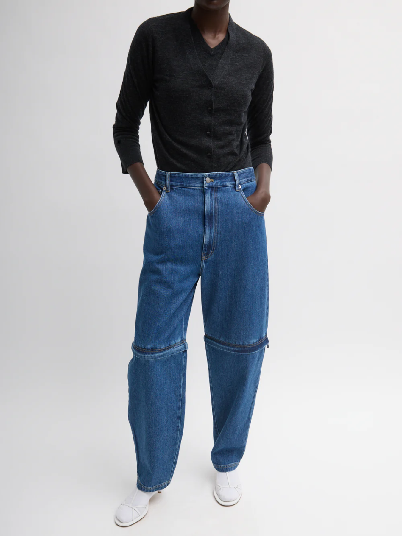 Tibi-Lars Denim Convertible Zip Jean - Classic Blue-Pants-Boboli-Vancouver-Canada