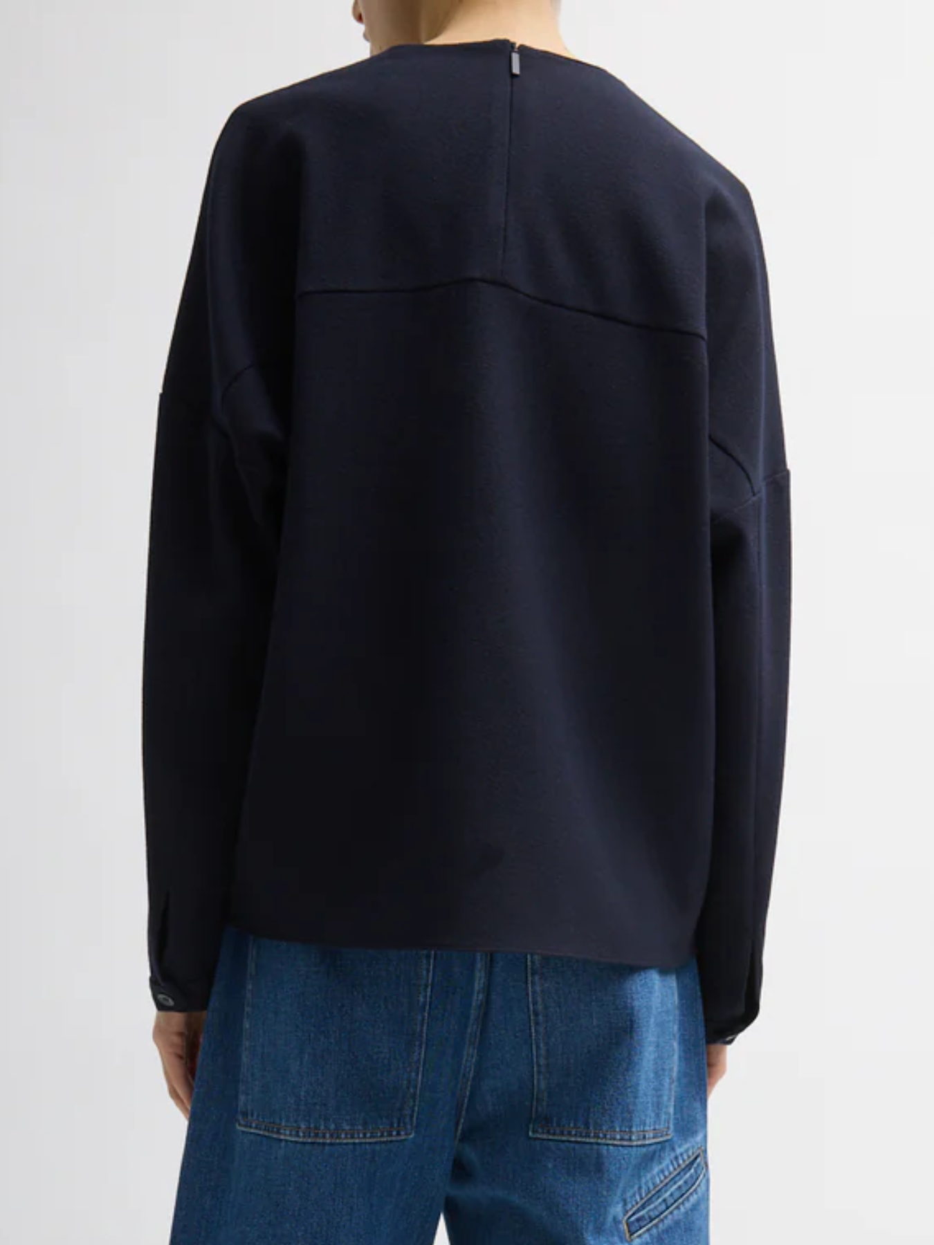 Tibi-Mica Crepe V-Neck Top - Midnight Navy-Tops-Boboli-Vancouver-Canada