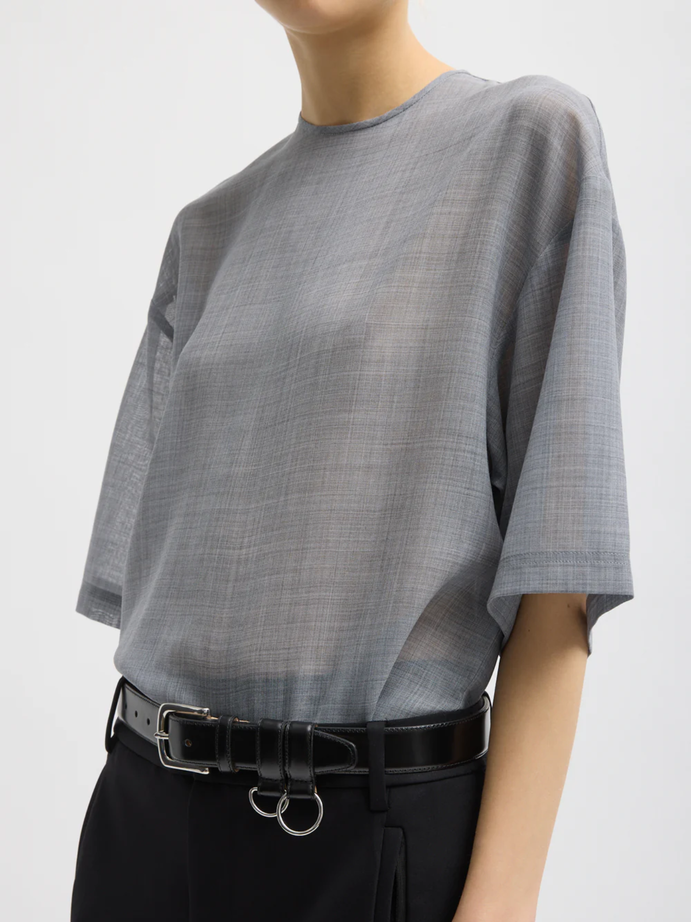 Sheer Wool Gauze Easy T - Heather Grey