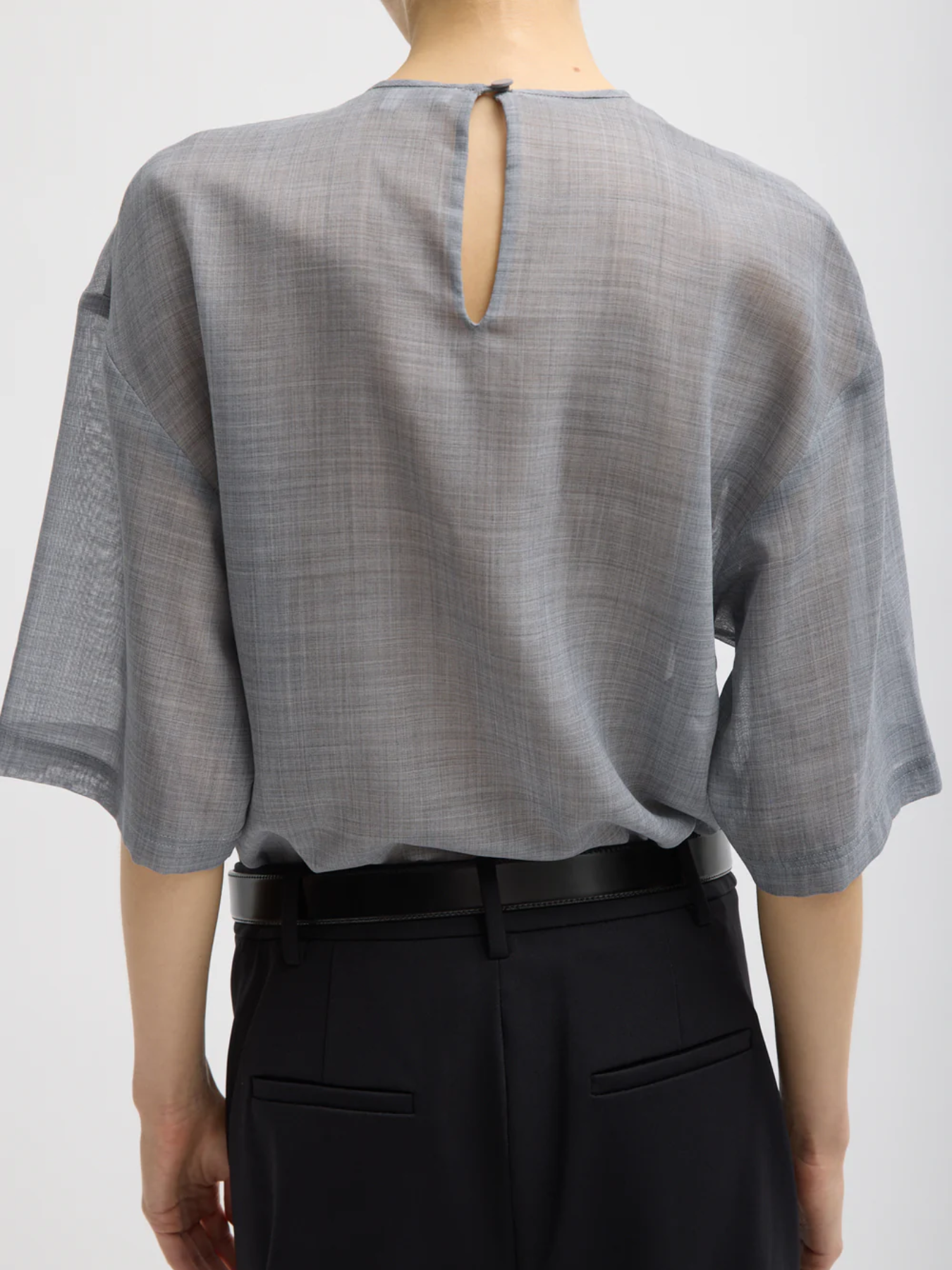 Sheer Wool Gauze Easy T - Heather Grey