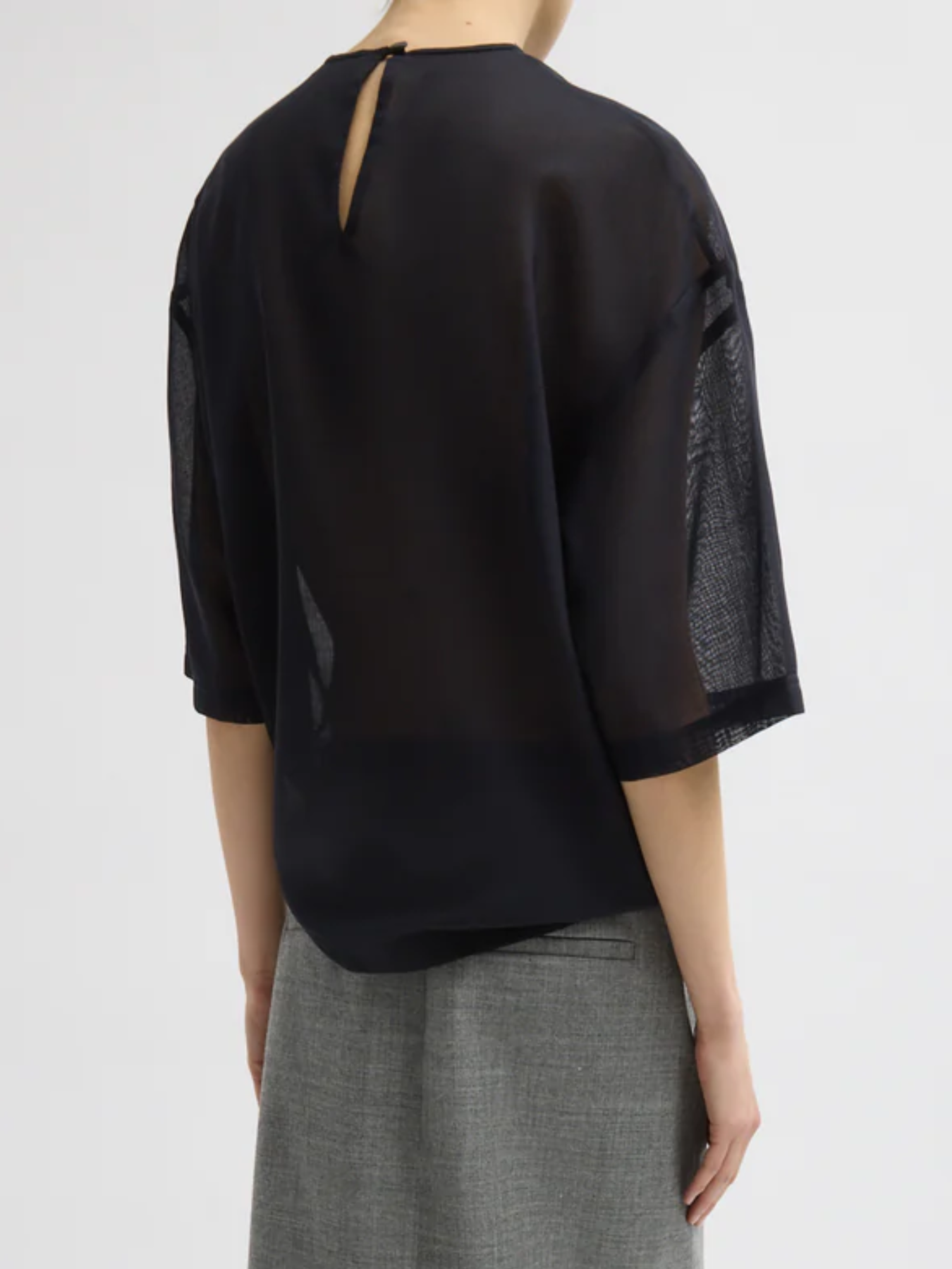 Sheer Wool Gauze Easy T - Navy
