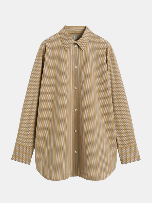 Totême-Loose Striped Cotton Shirt - Caramel/Stripe-Shirts-EU 34-Boboli-Vancouver-Canada